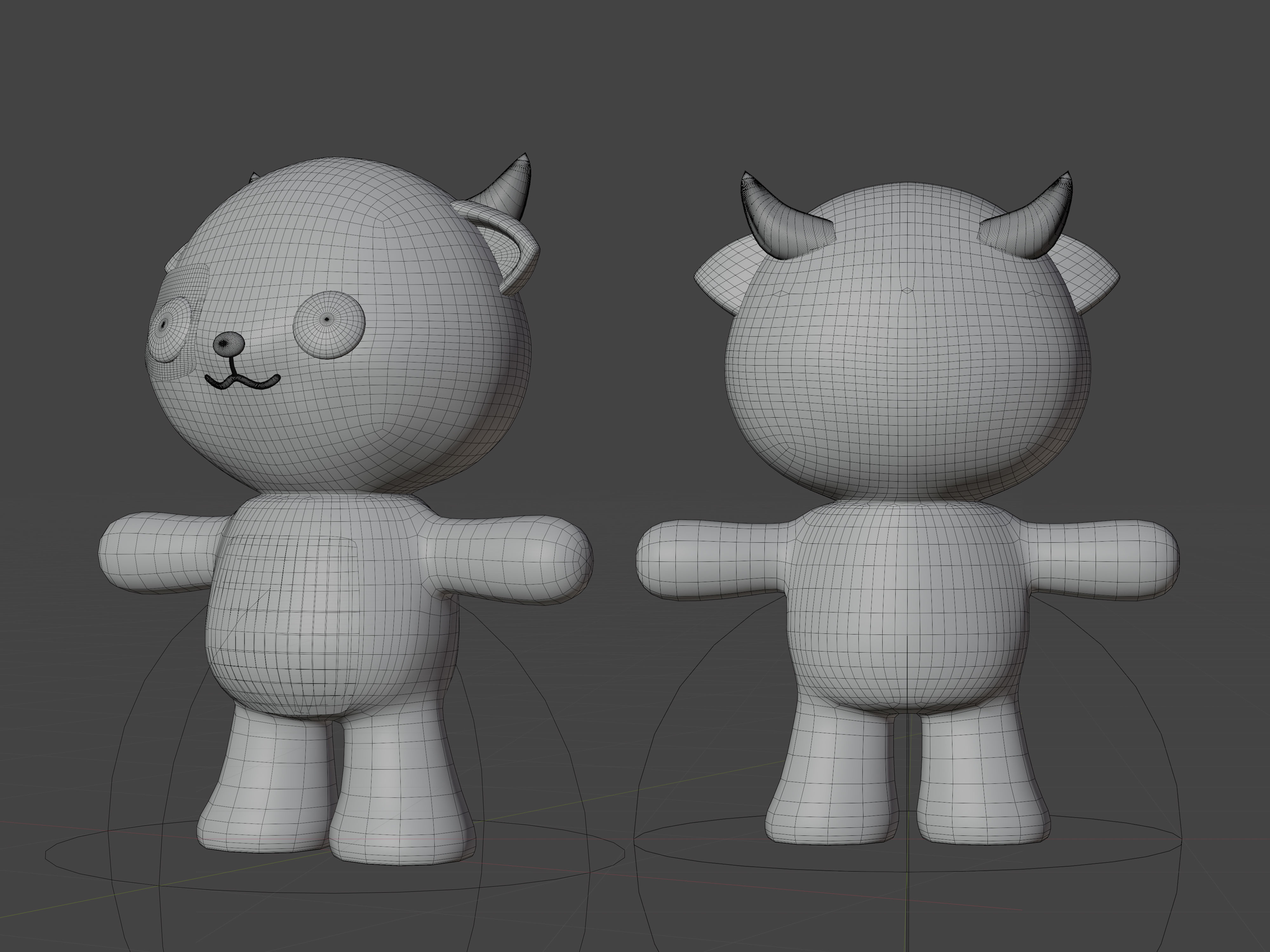 Character Cow kawaii cute 3D model_6