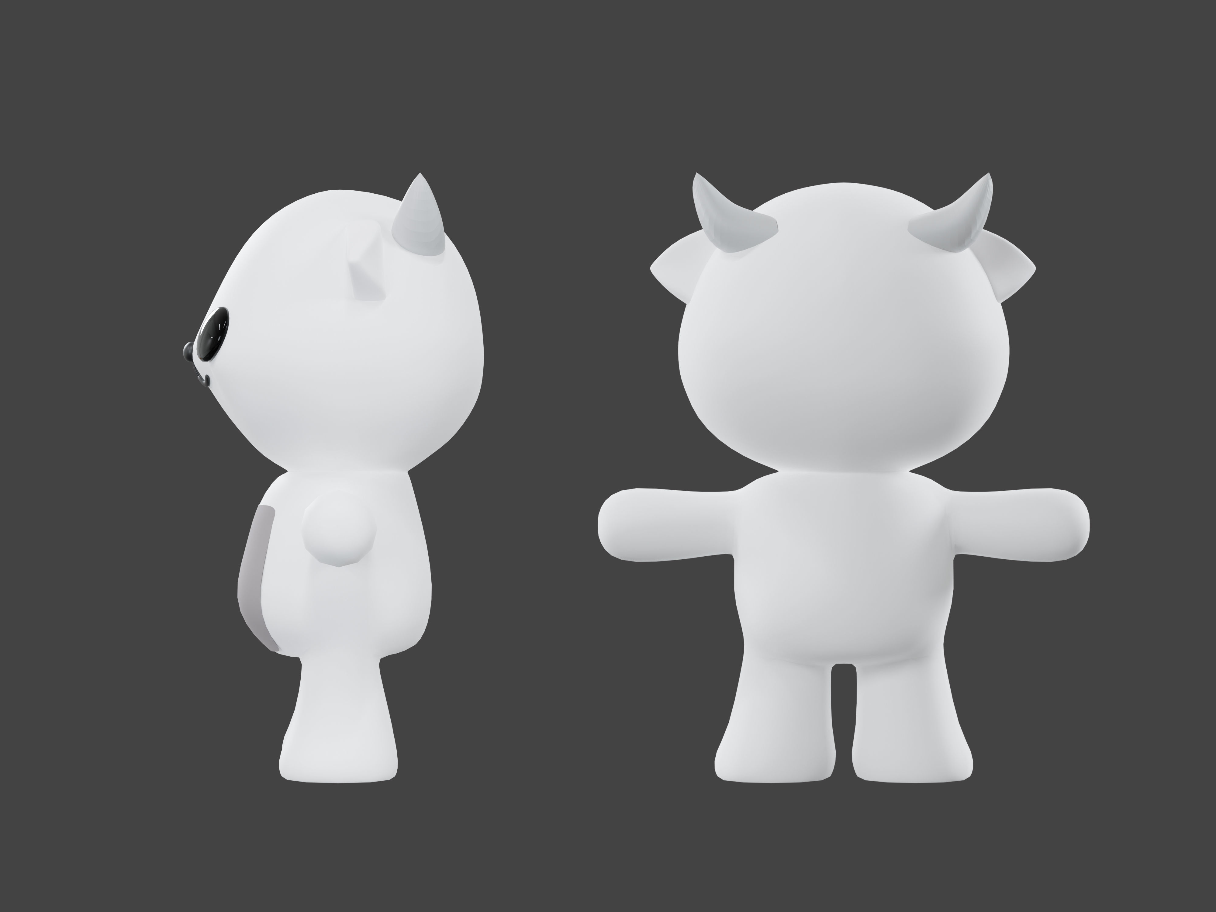 Character Cow kawaii cute 3D model_4