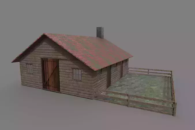 Game Building Low poly With PBR Texture Low-poly 3D model