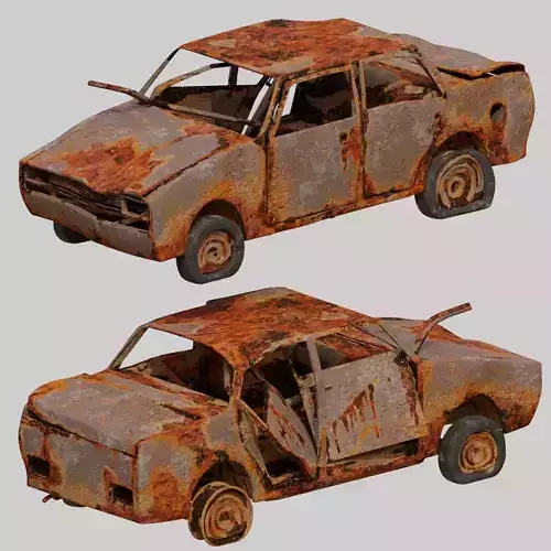 Violently-rusted Abandoned Car 3D model