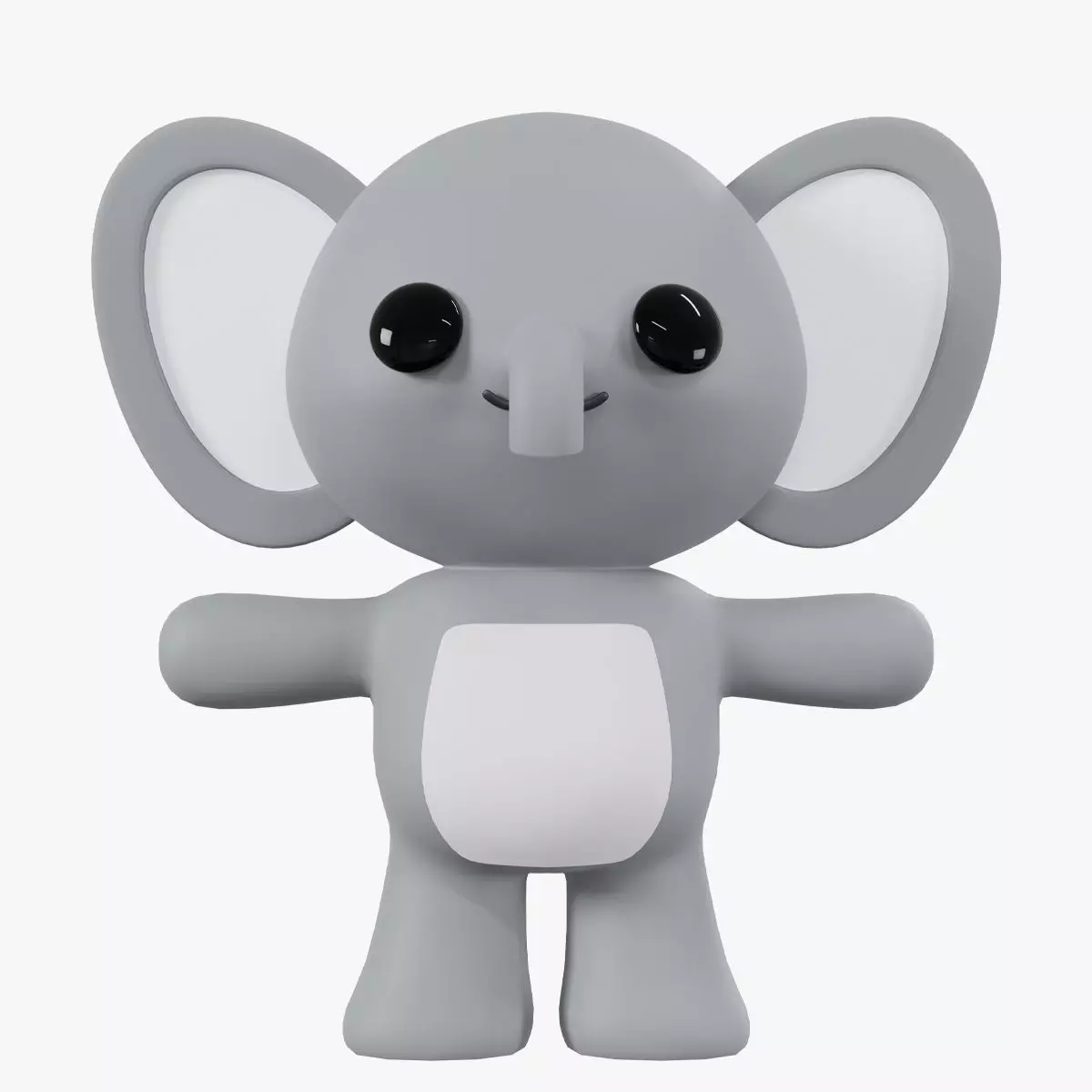 Character Elephant kawaii cute 3D model_0