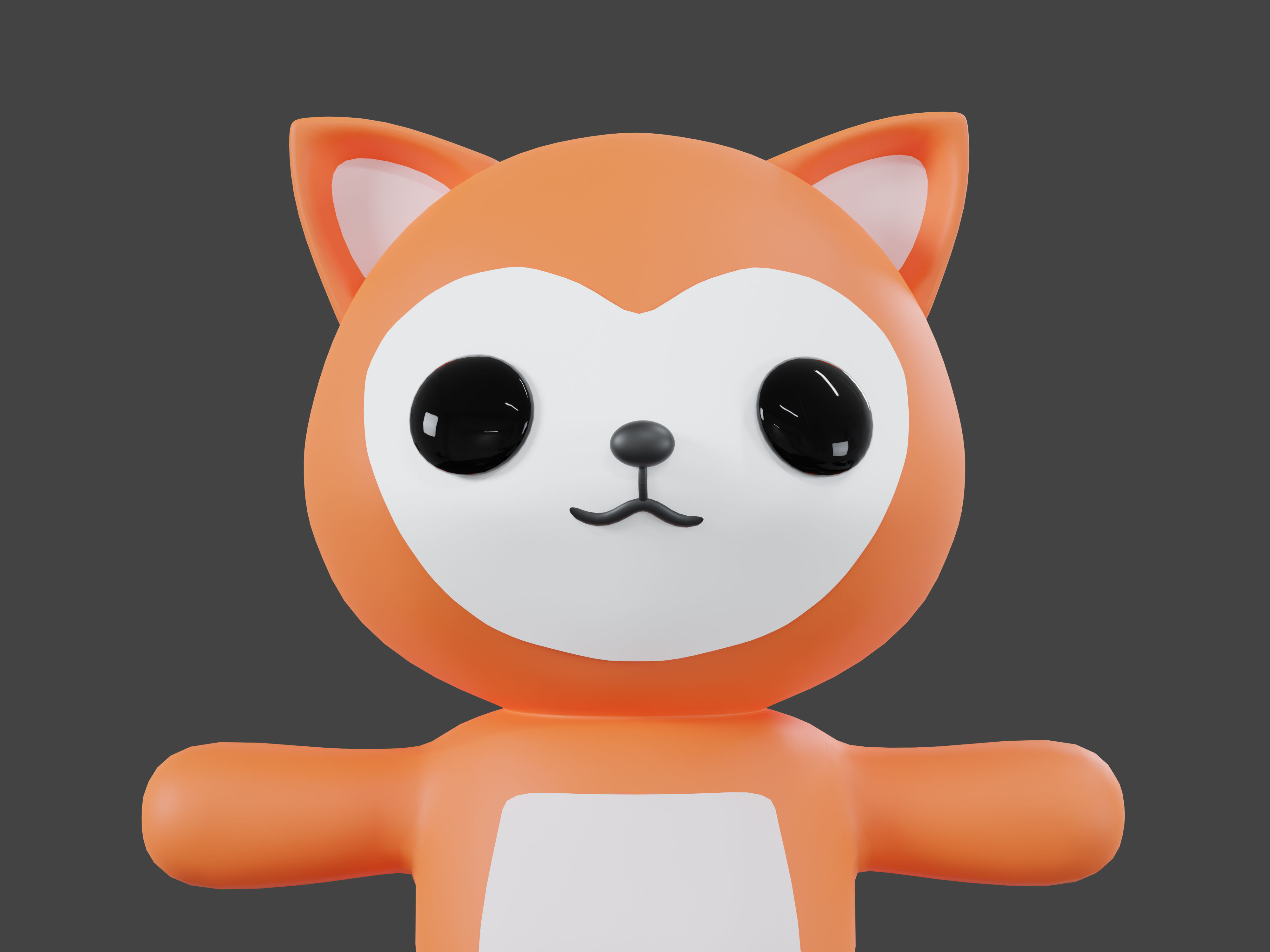 Character Fox kawaii cute 3D model_2