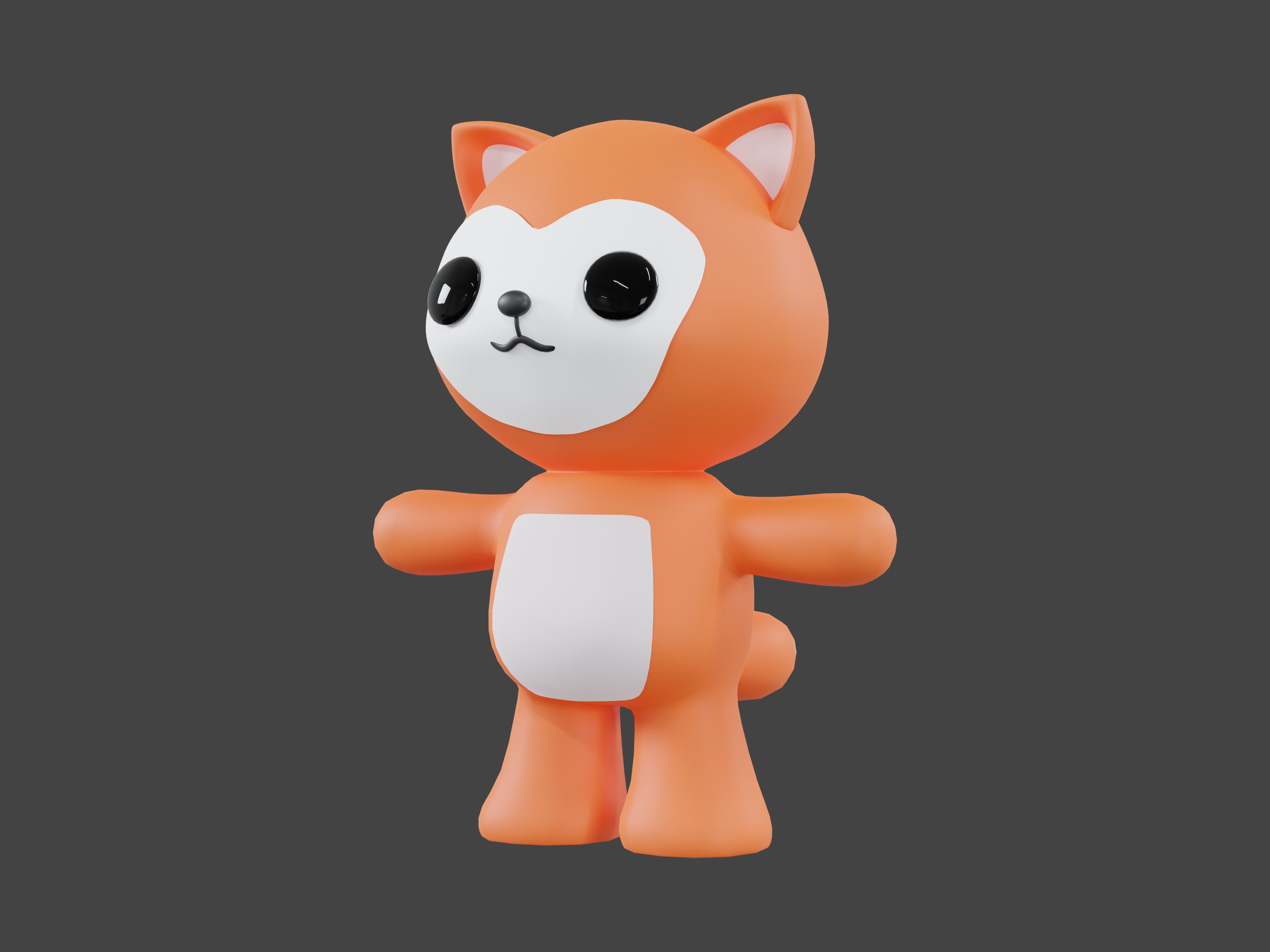 Character Fox kawaii cute 3D model_4