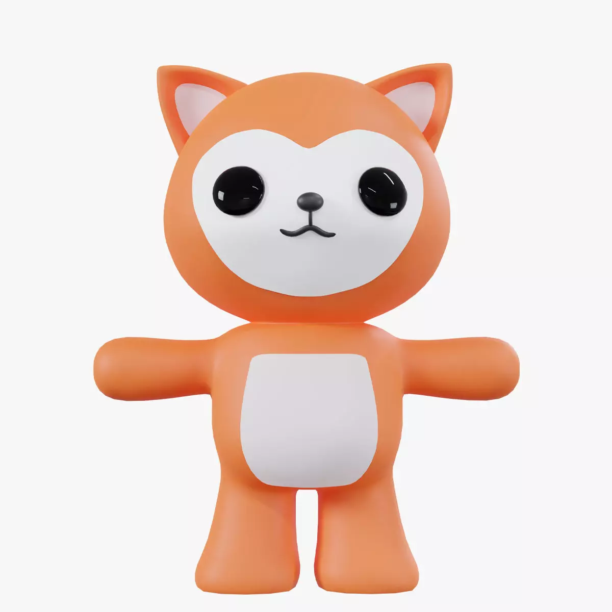 Character Fox kawaii cute 3D model_0