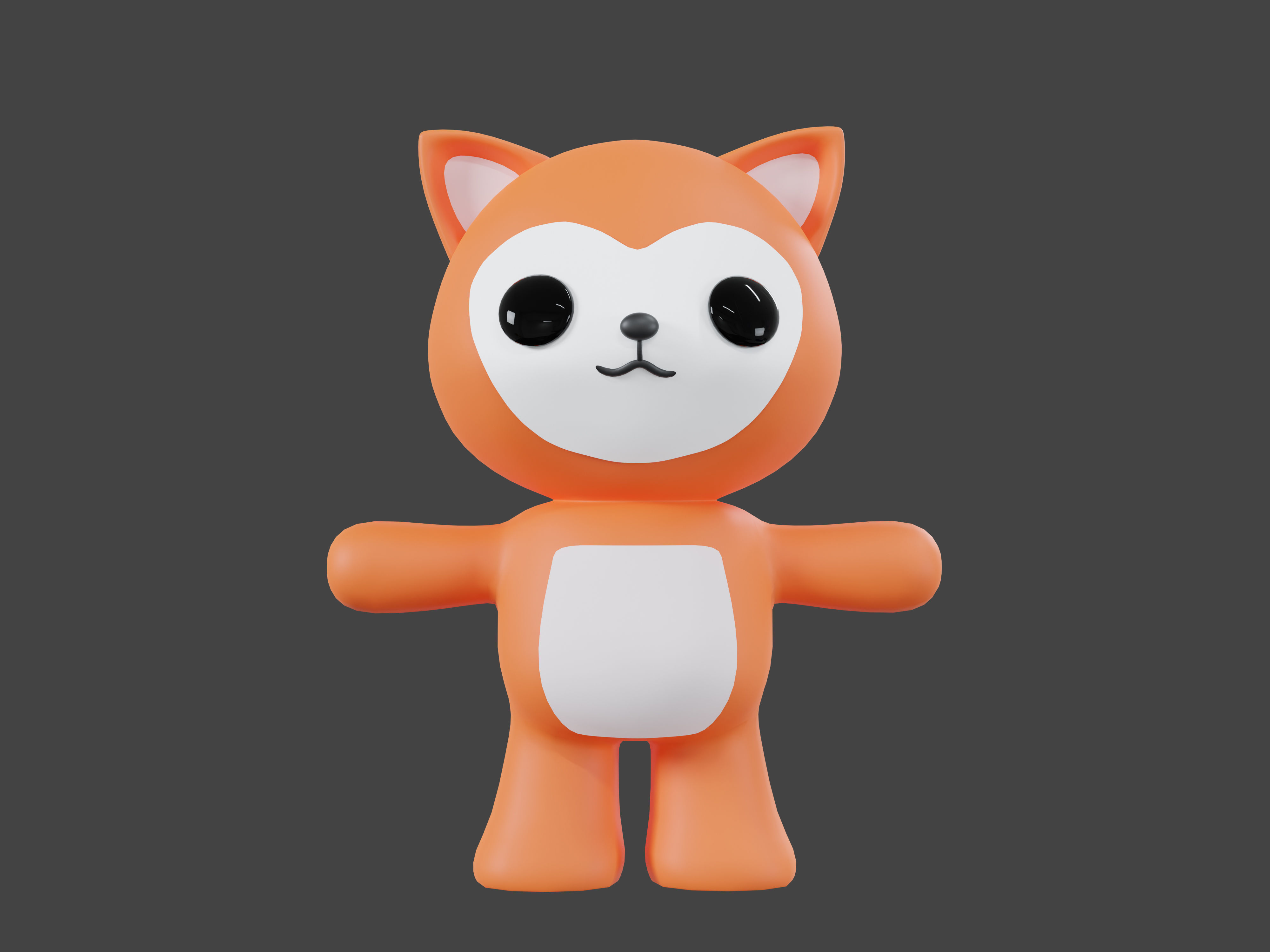Character Fox kawaii cute 3D model_1
