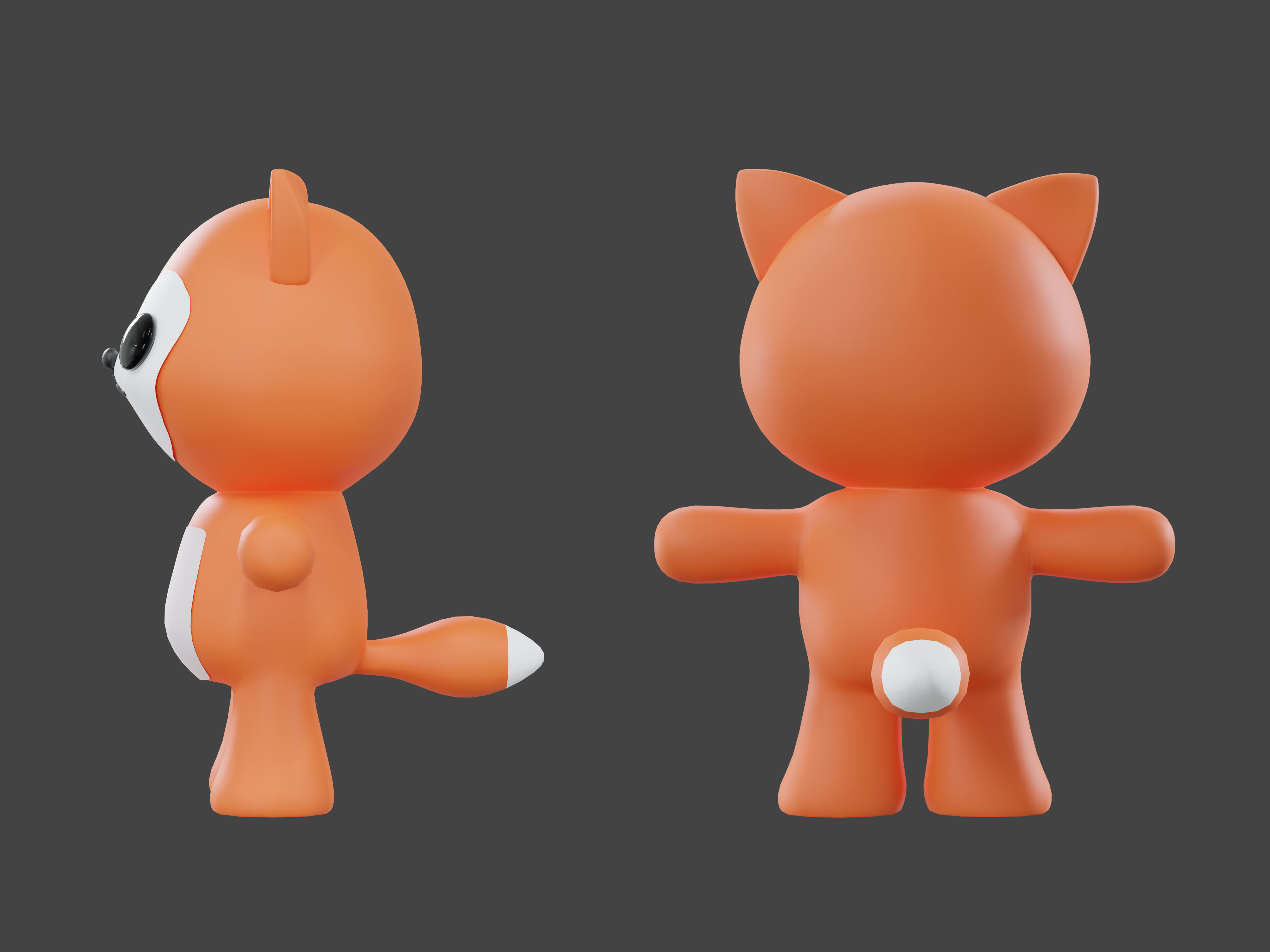Character Fox kawaii cute 3D model_5