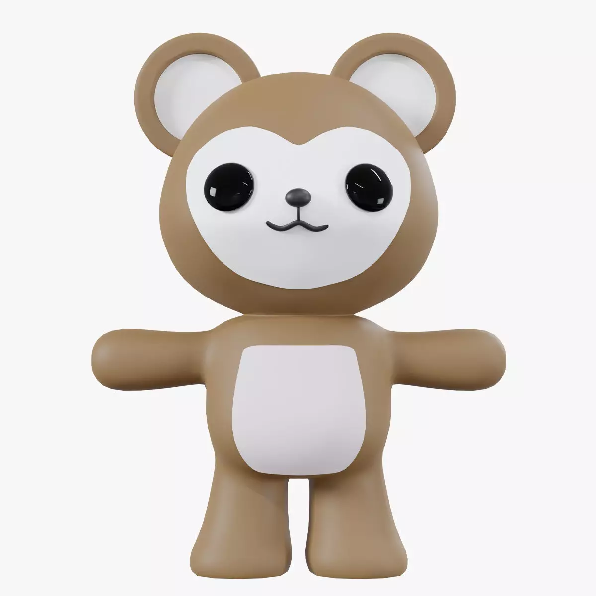 Character Monkey kawaii cute 3D model_0