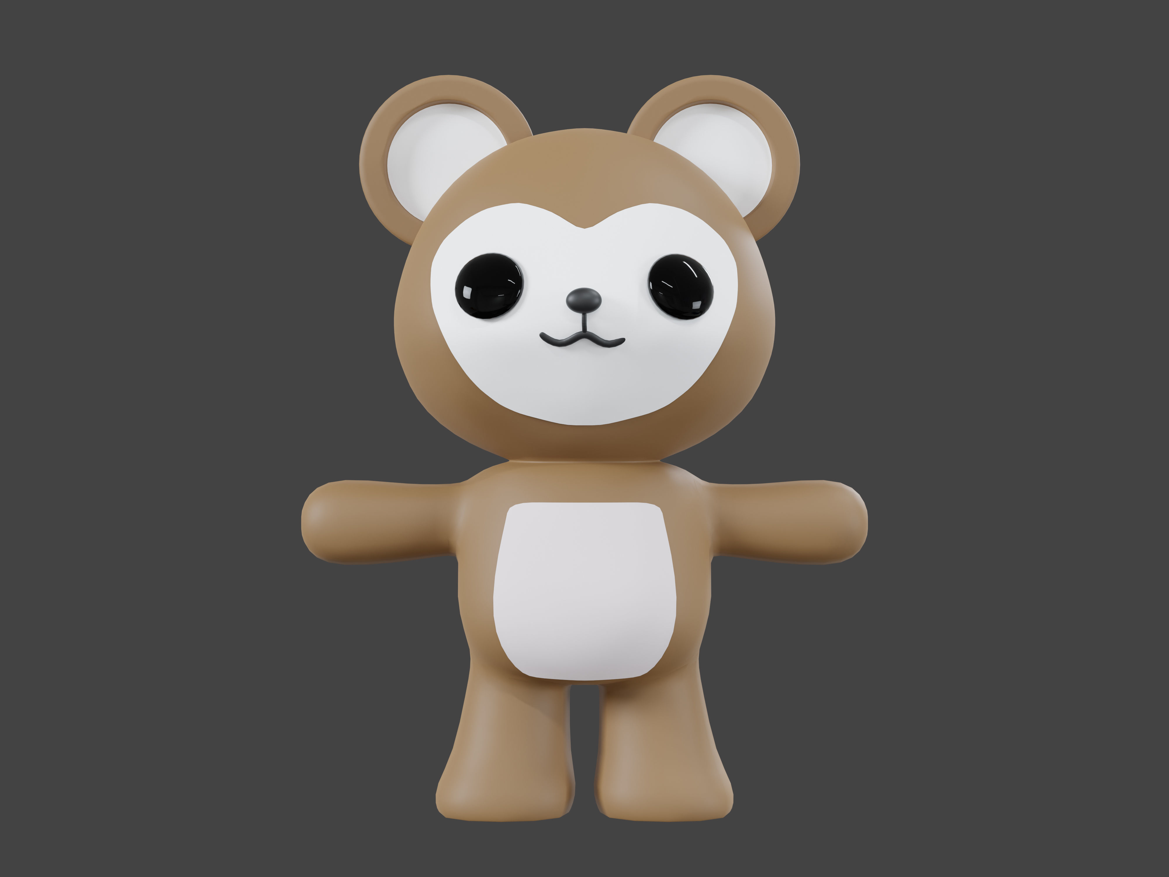Character Monkey kawaii cute 3D model_1