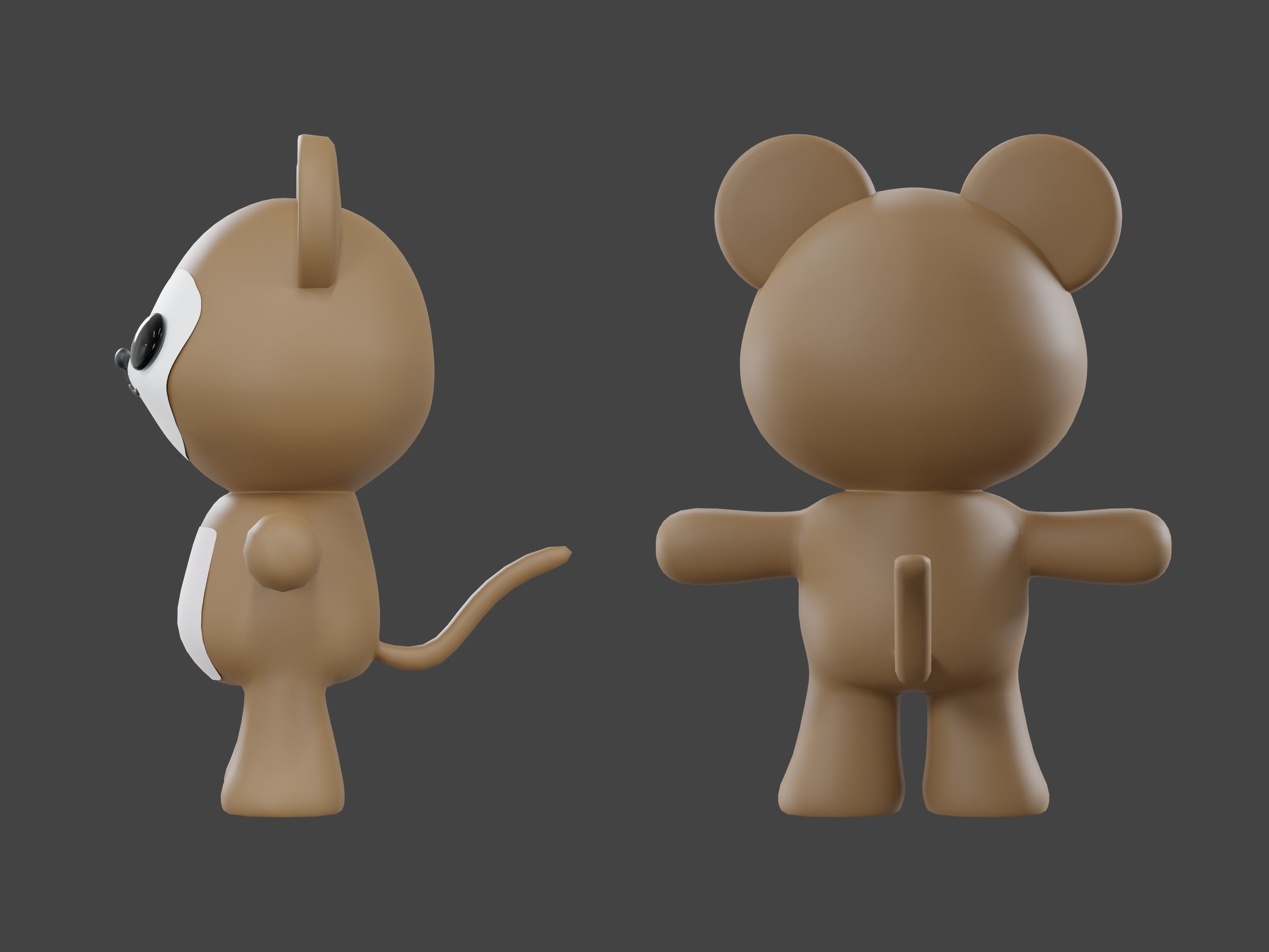 Character Monkey kawaii cute 3D model_2