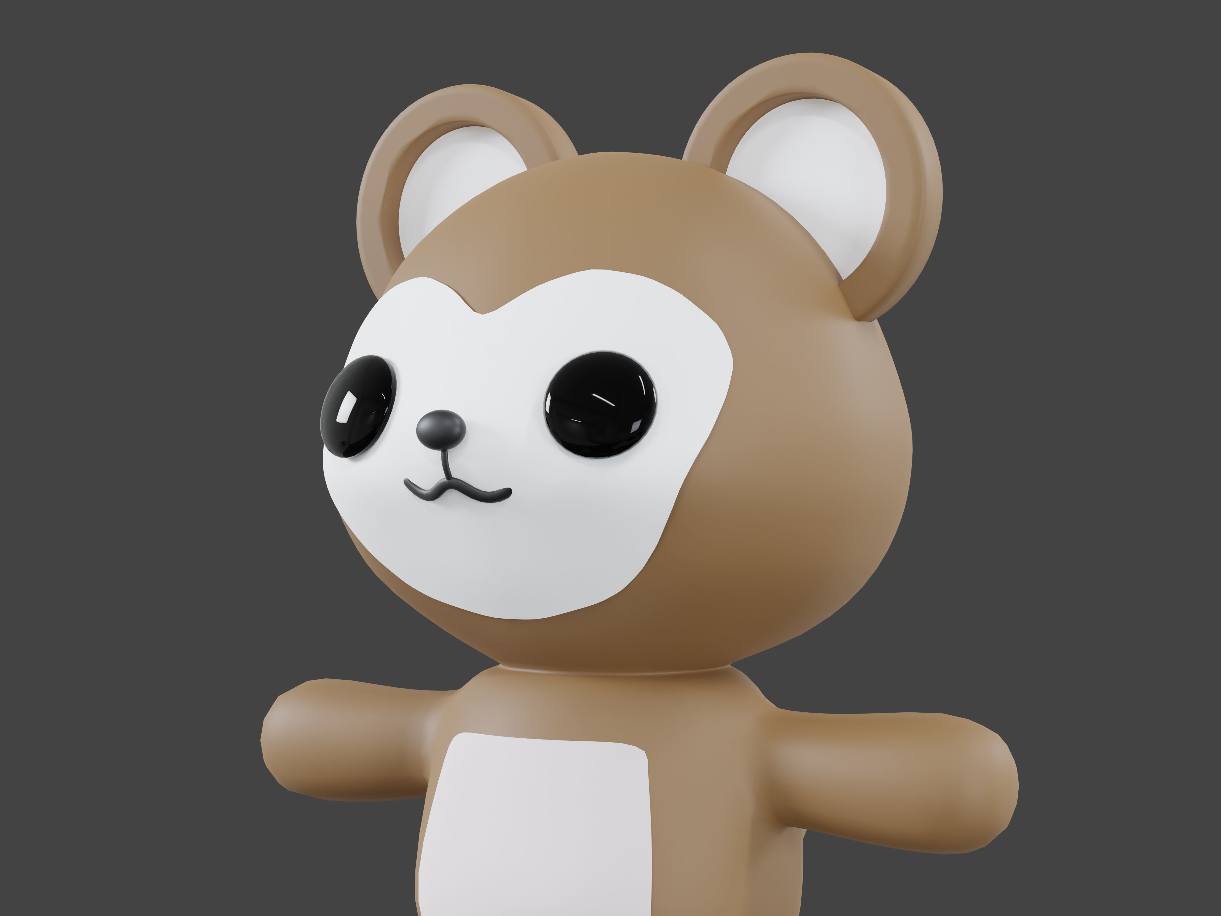 Character Monkey kawaii cute 3D model_4