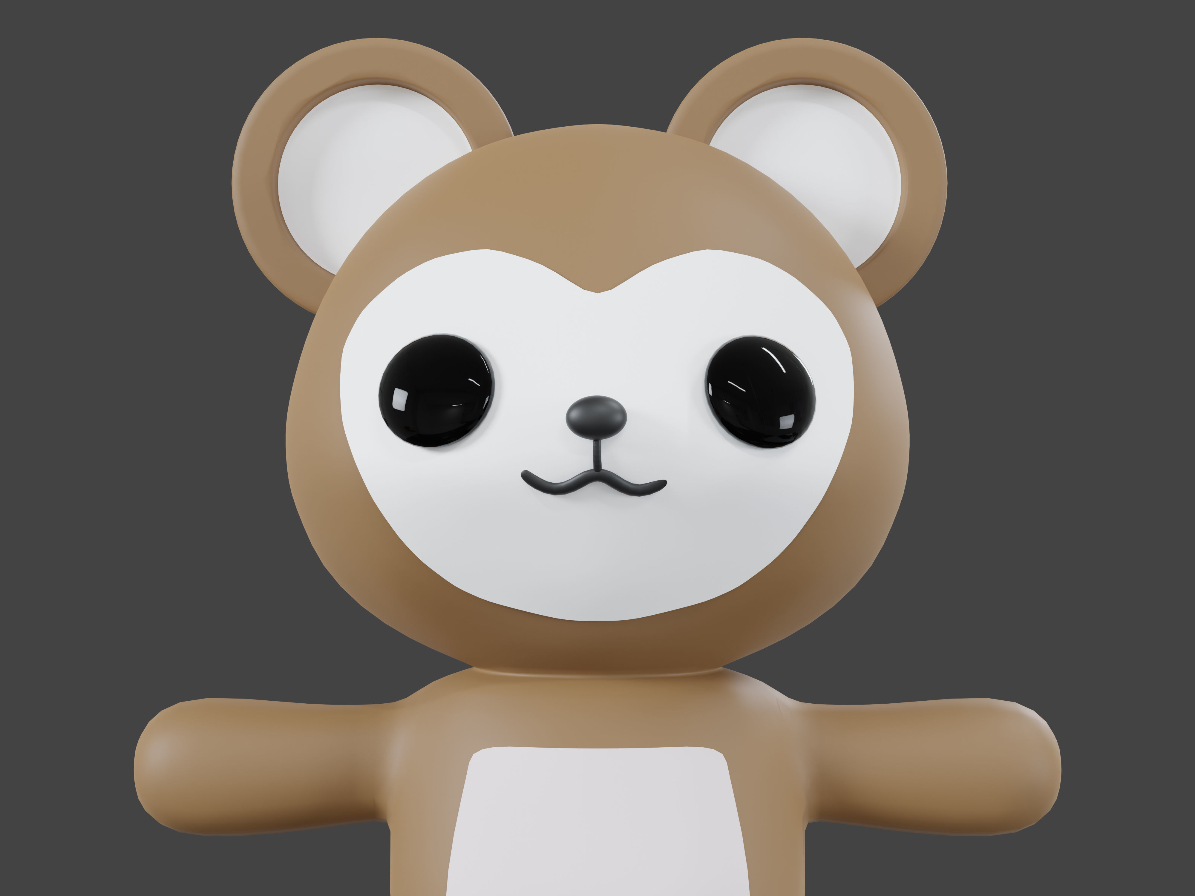 Character Monkey kawaii cute 3D model_3