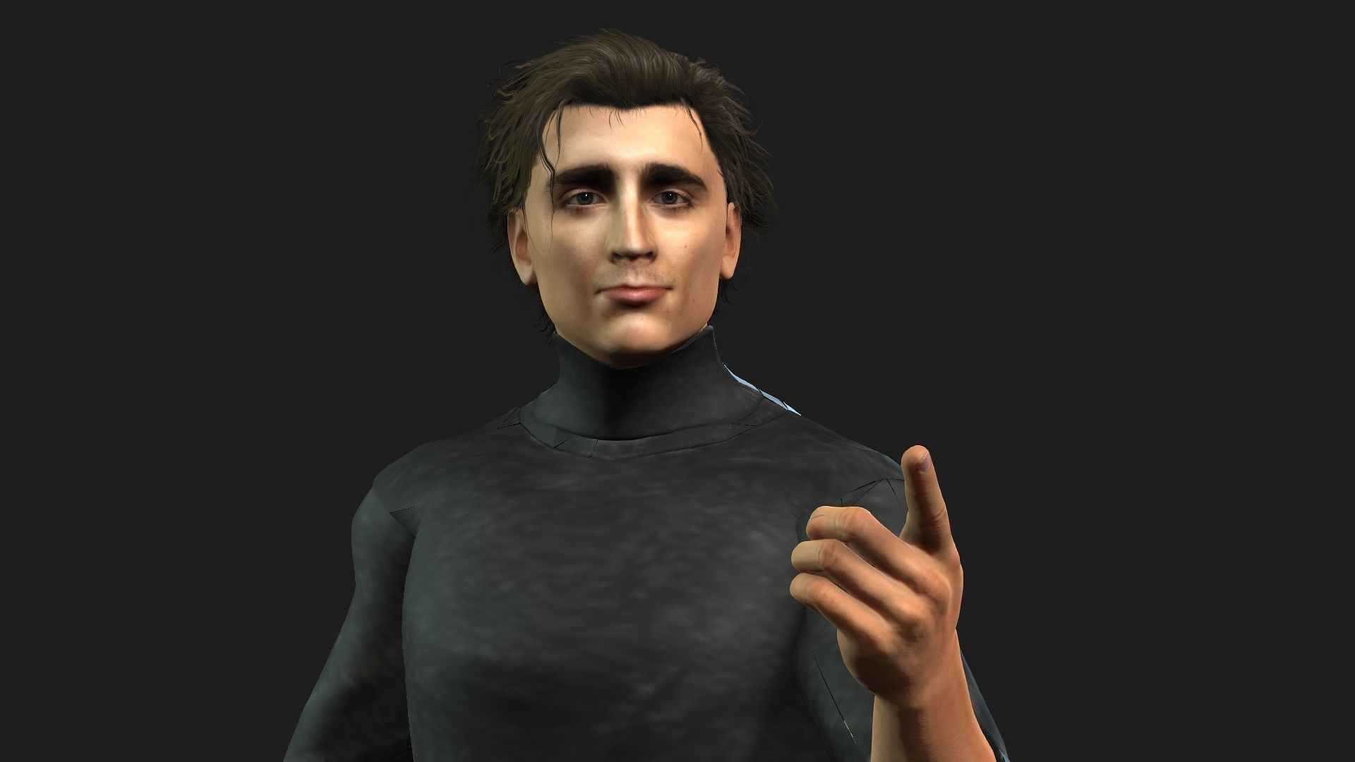 Timothee Chalamet 3D Rigged model ready for animation Low-poly 3D model_3