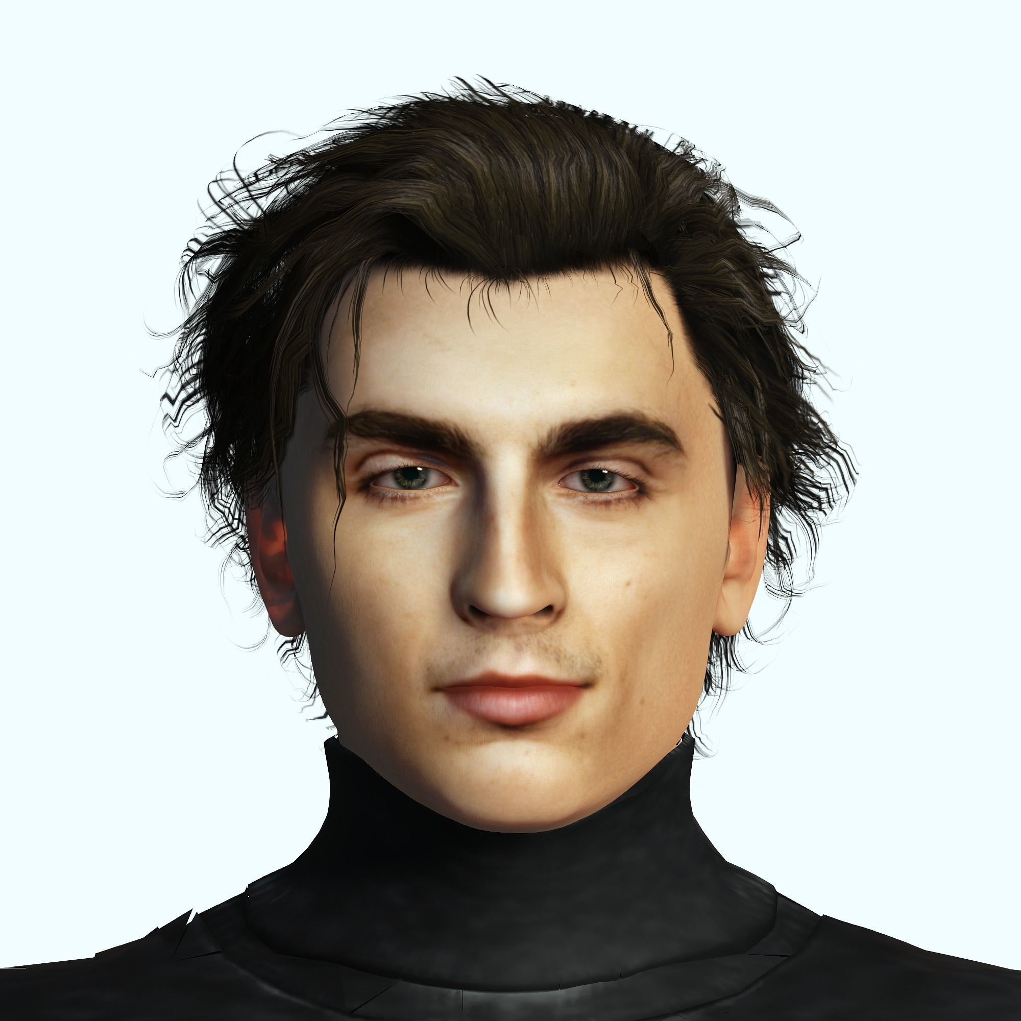 Timothee Chalamet 3D Rigged model ready for animation Low-poly 3D model_12