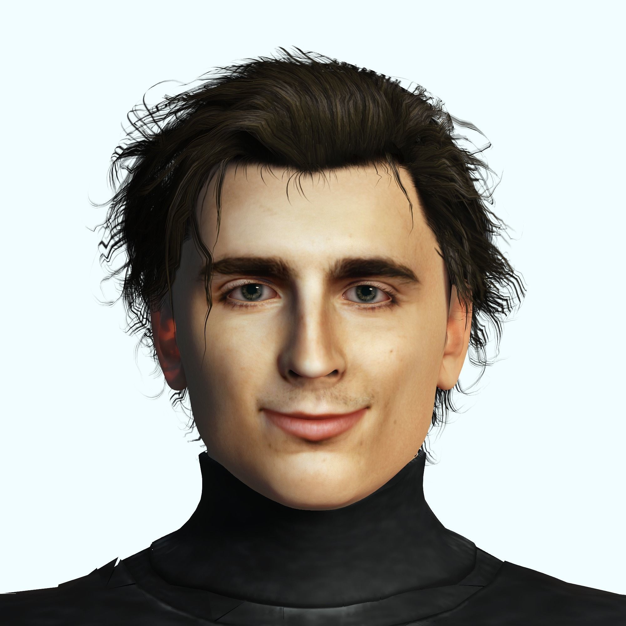 Timothee Chalamet 3D Rigged model ready for animation Low-poly 3D model_8