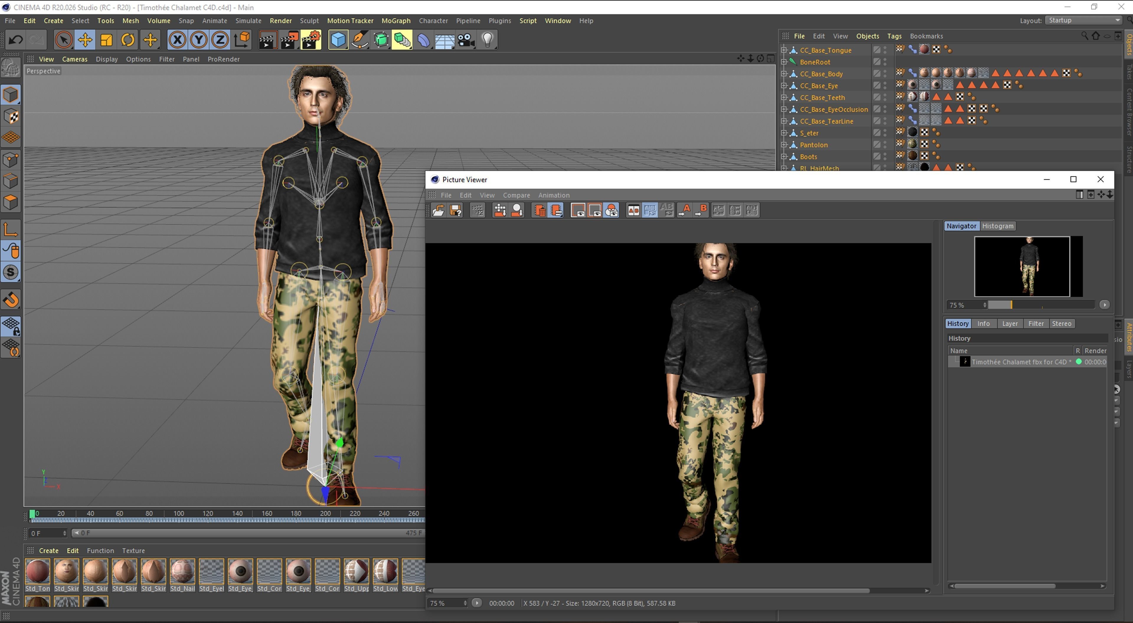 Timothee Chalamet 3D Rigged model ready for animation Low-poly 3D model_18
