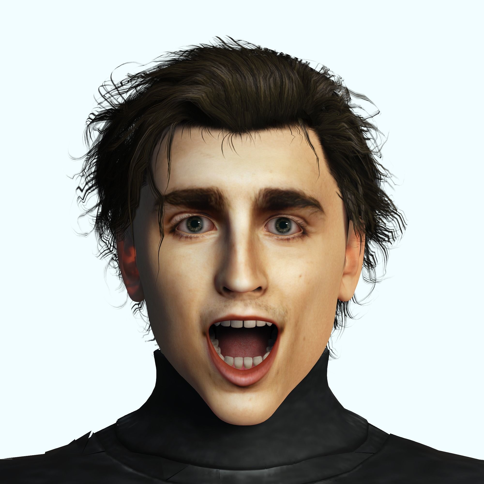 Timothee Chalamet 3D Rigged model ready for animation Low-poly 3D model_13