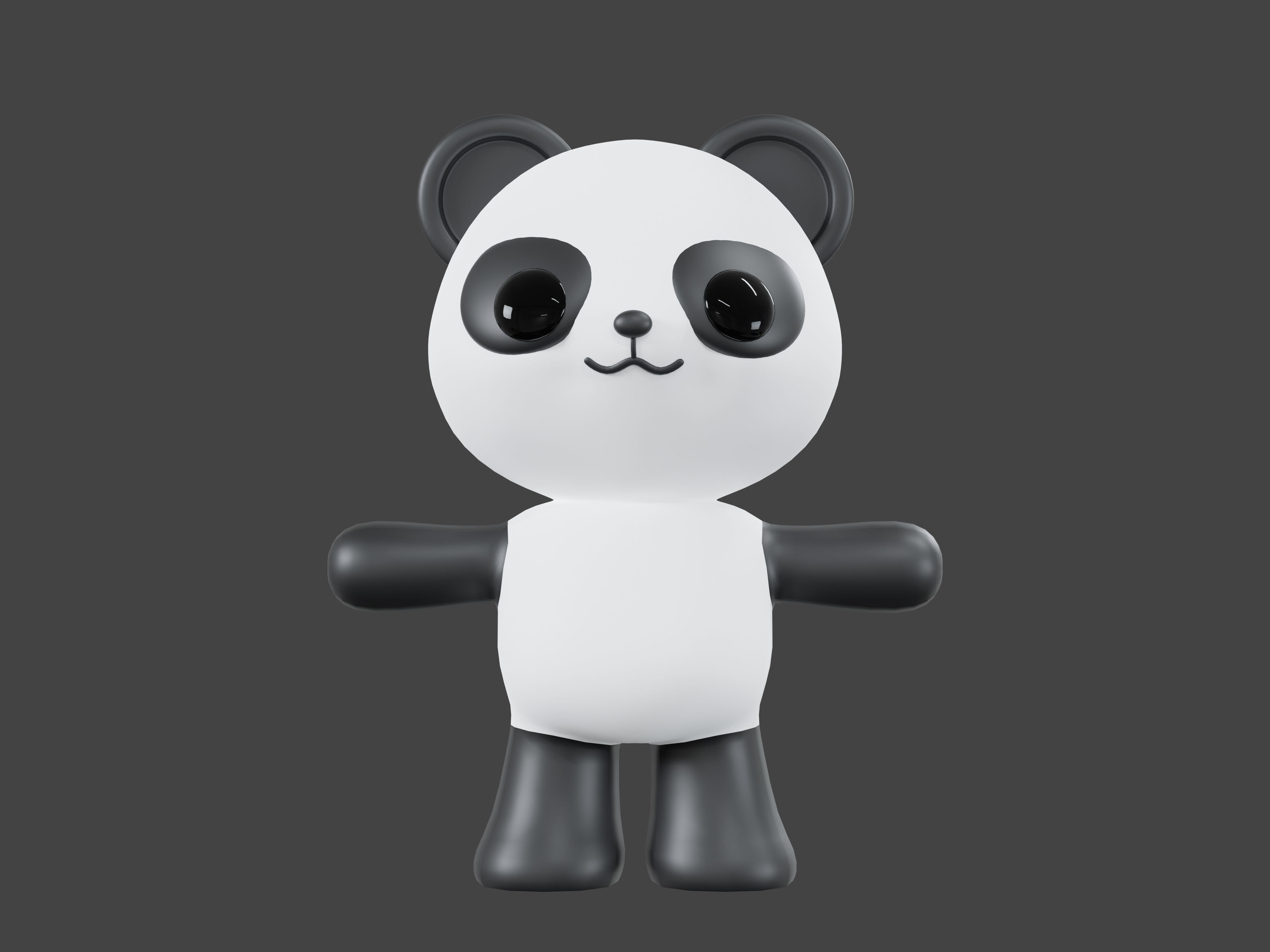 Character Panda kawaii cute 3D model_1