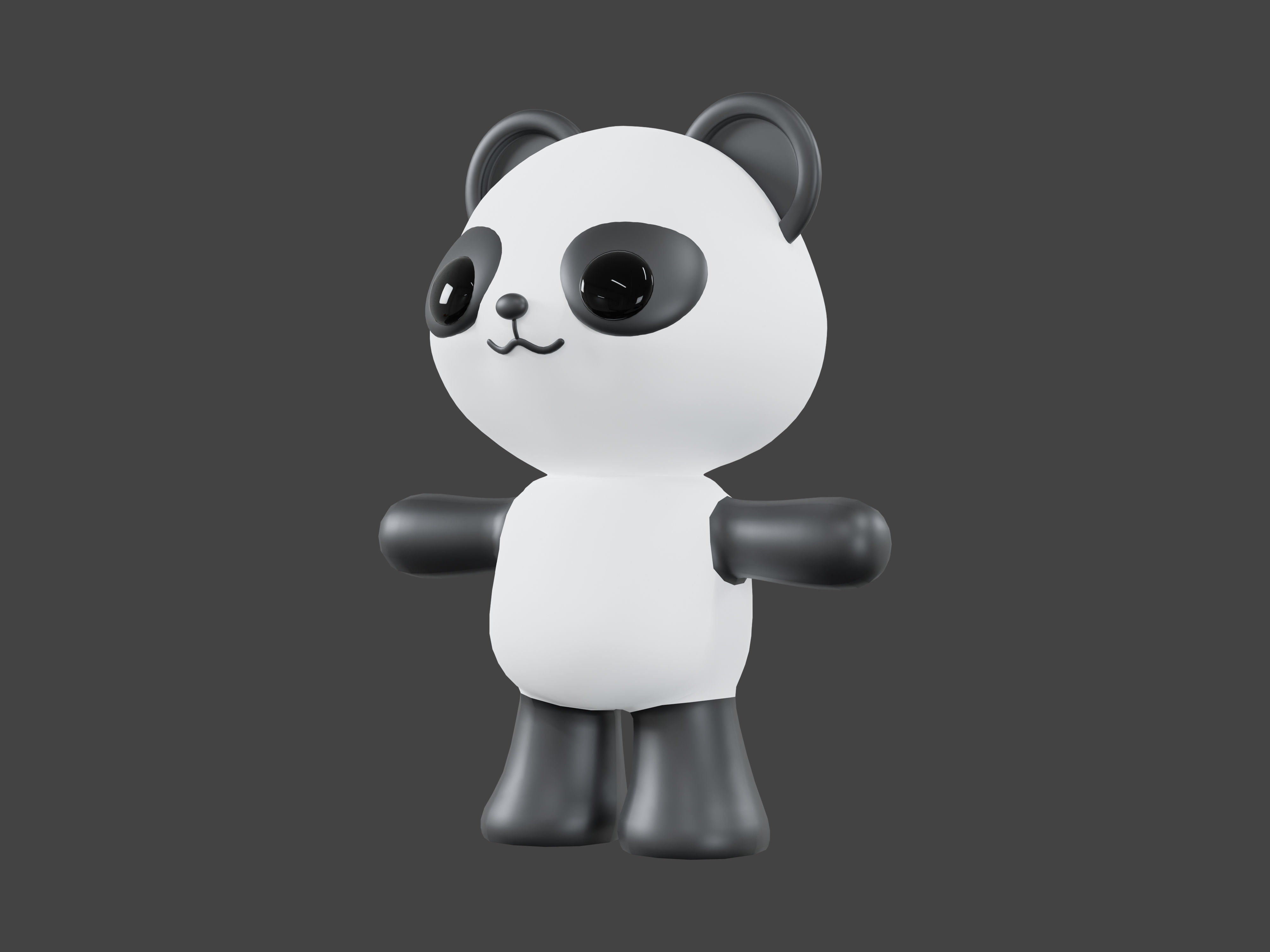 Character Panda kawaii cute 3D model_4