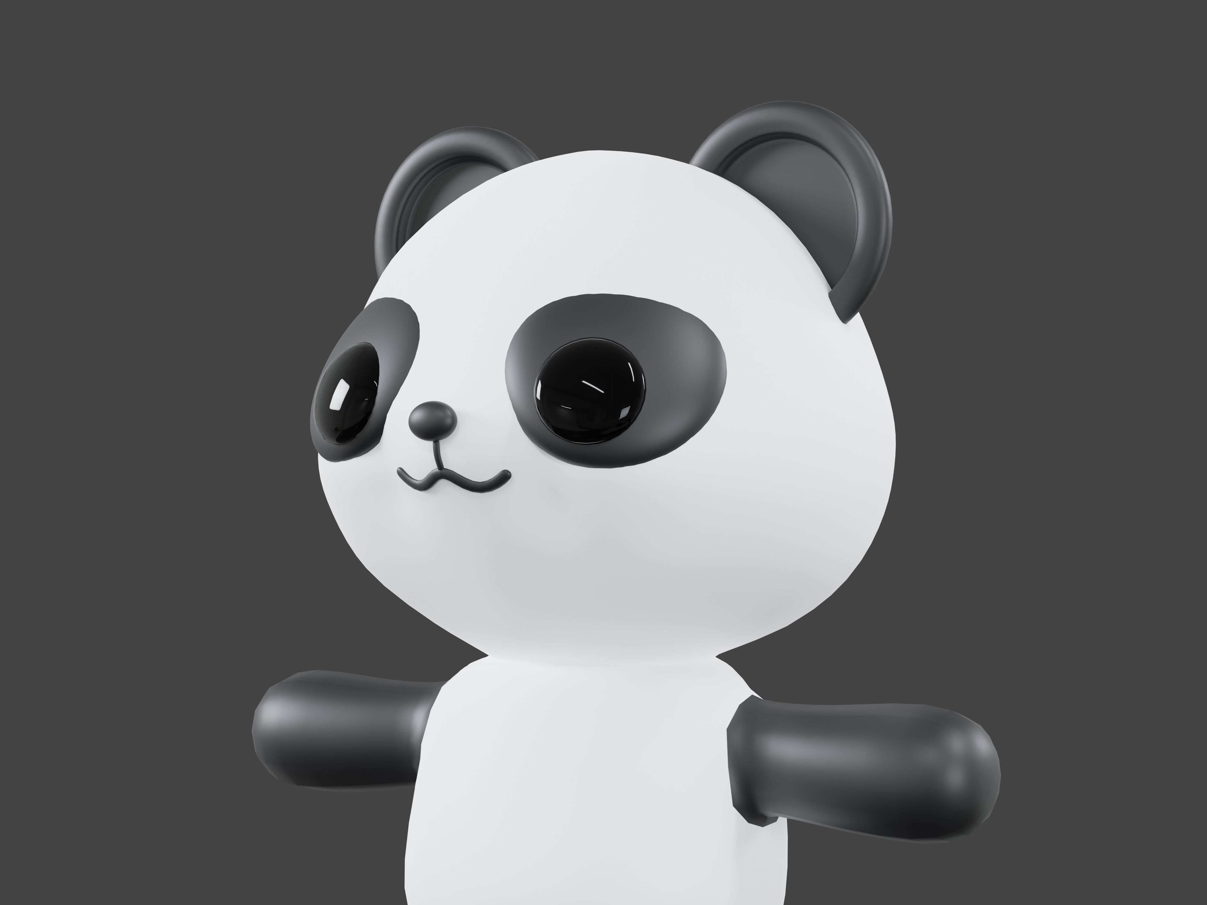 Character Panda kawaii cute 3D model_3