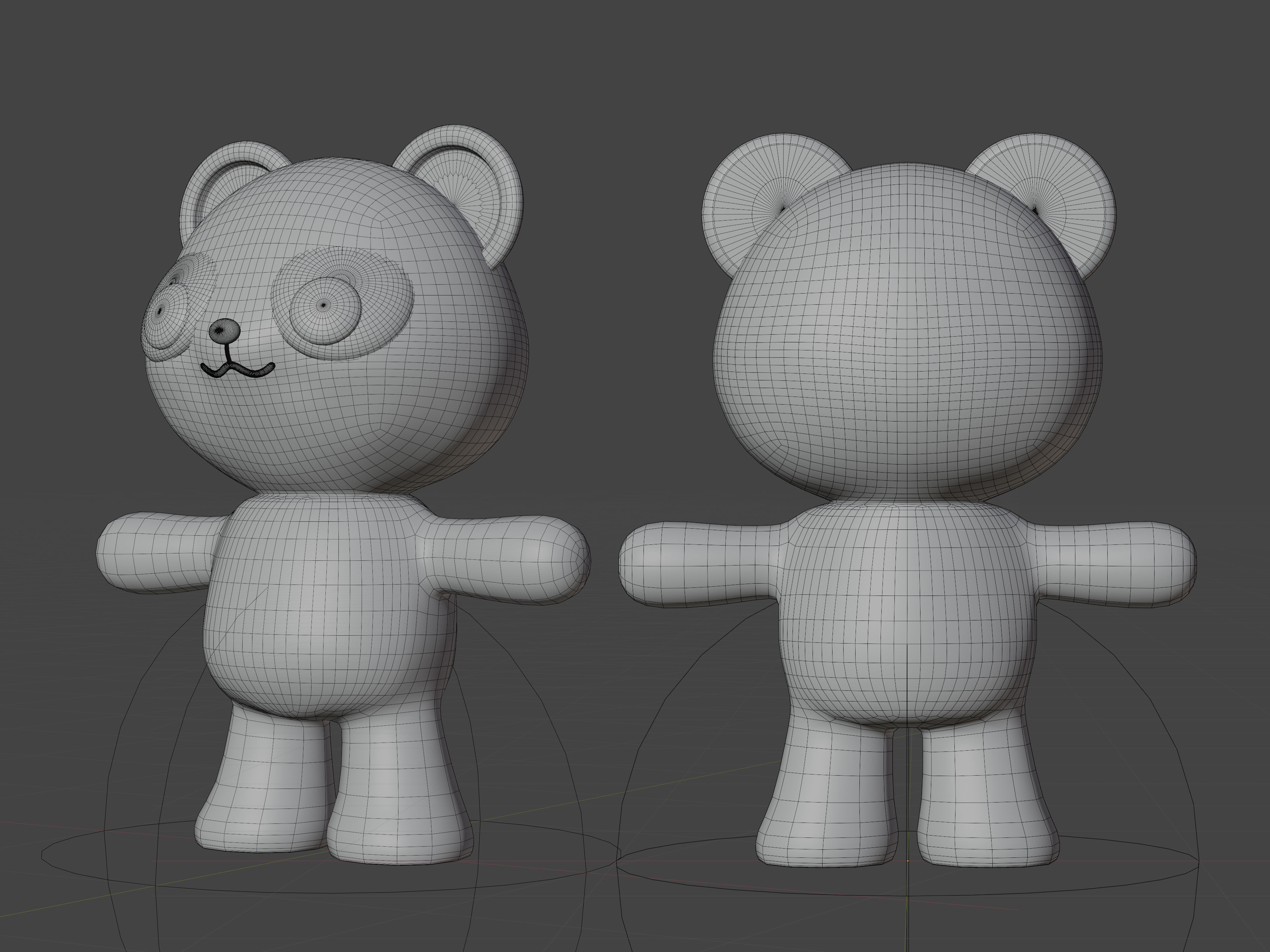 Character Panda kawaii cute 3D model_7