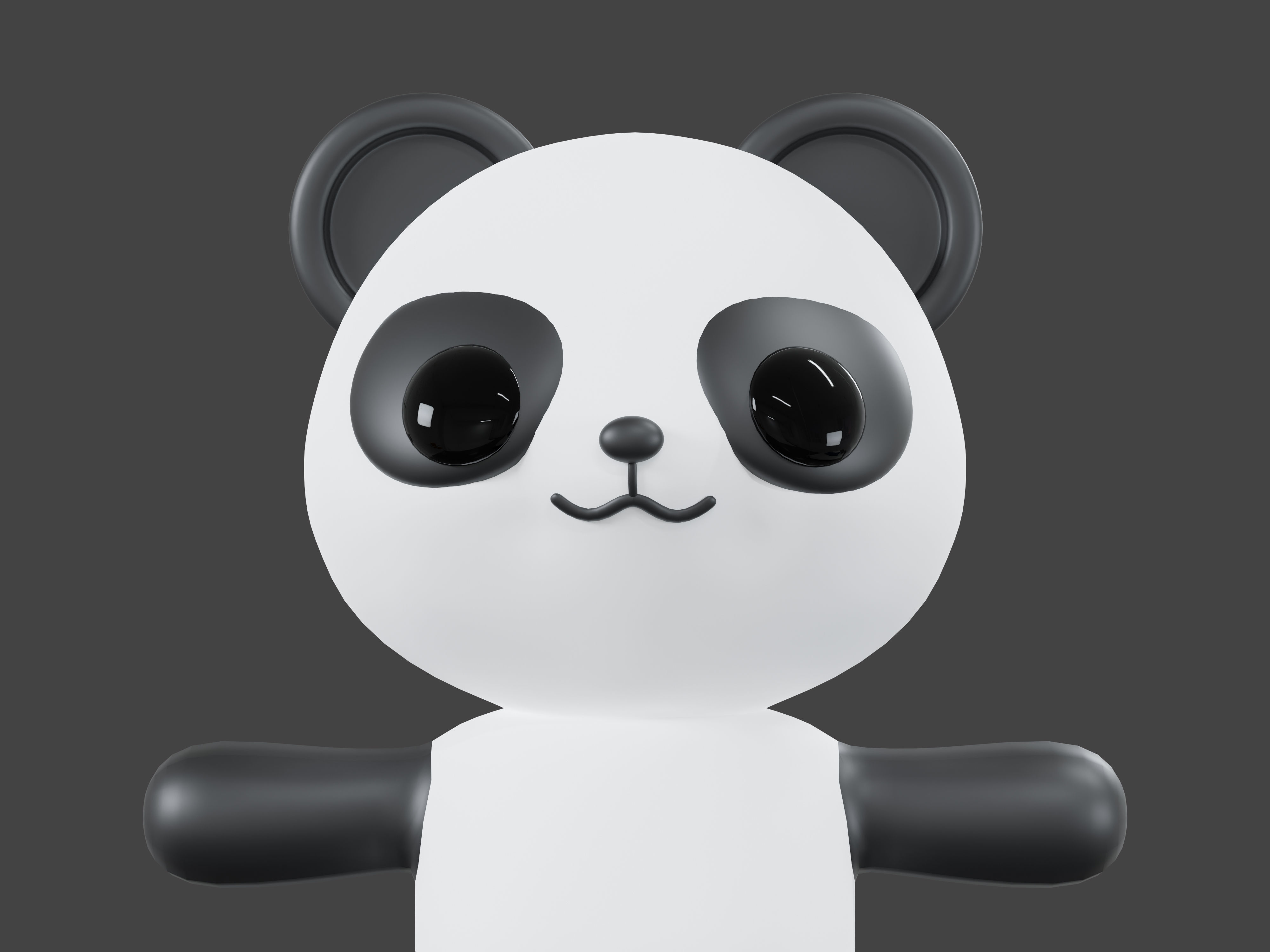 Character Panda kawaii cute 3D model_2