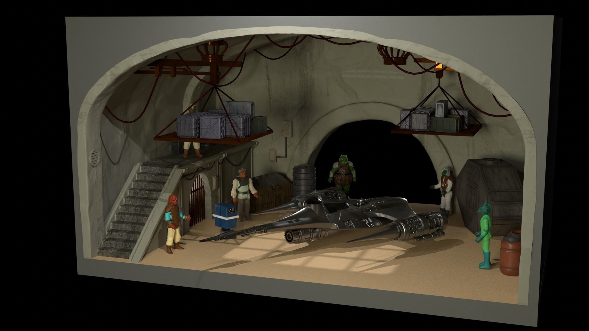 Jabbas Throne Room - Set 10 - Main Hangar 1-18 scale Kenner 3D print model_14