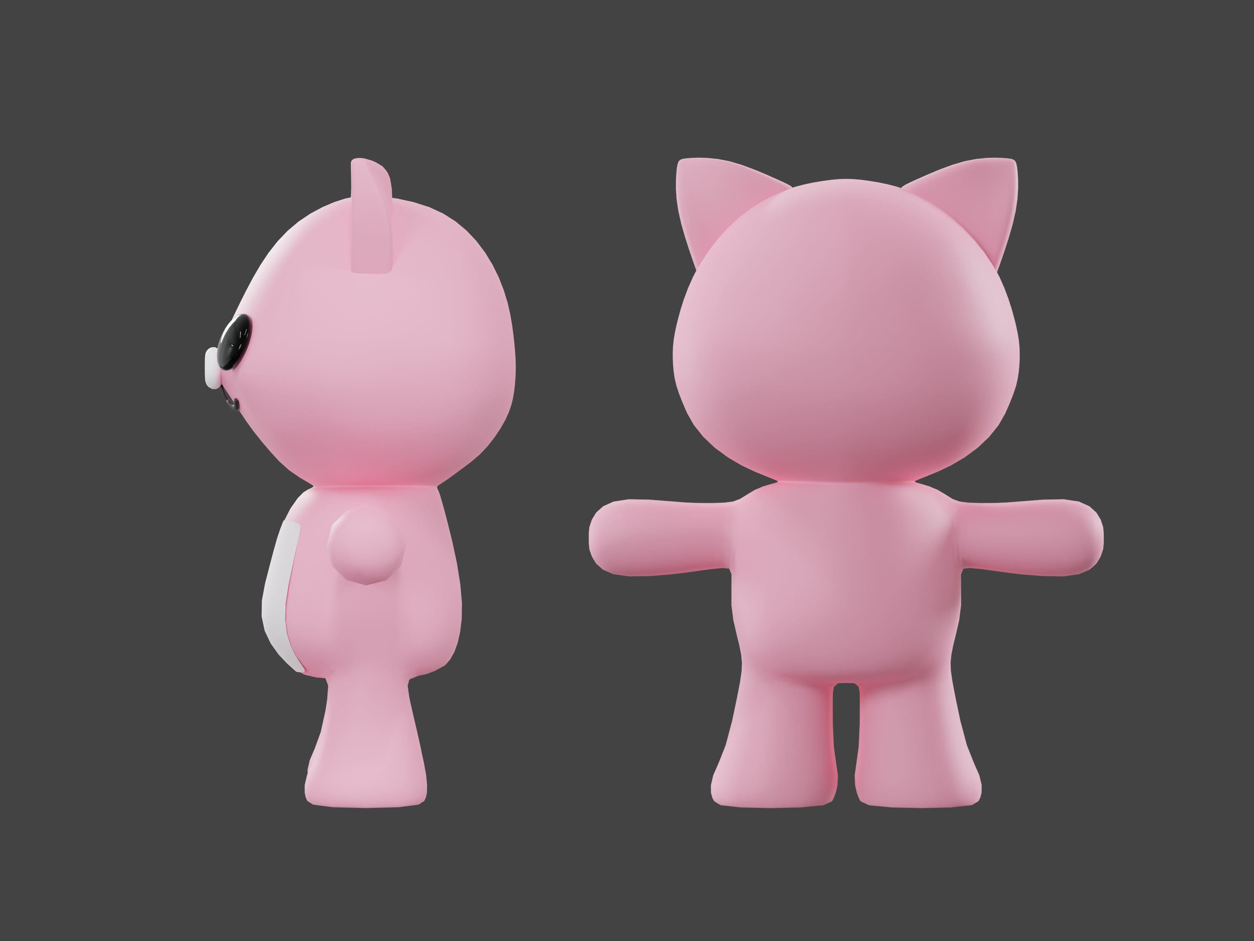 Character Pig kawaii cute 3D model_5