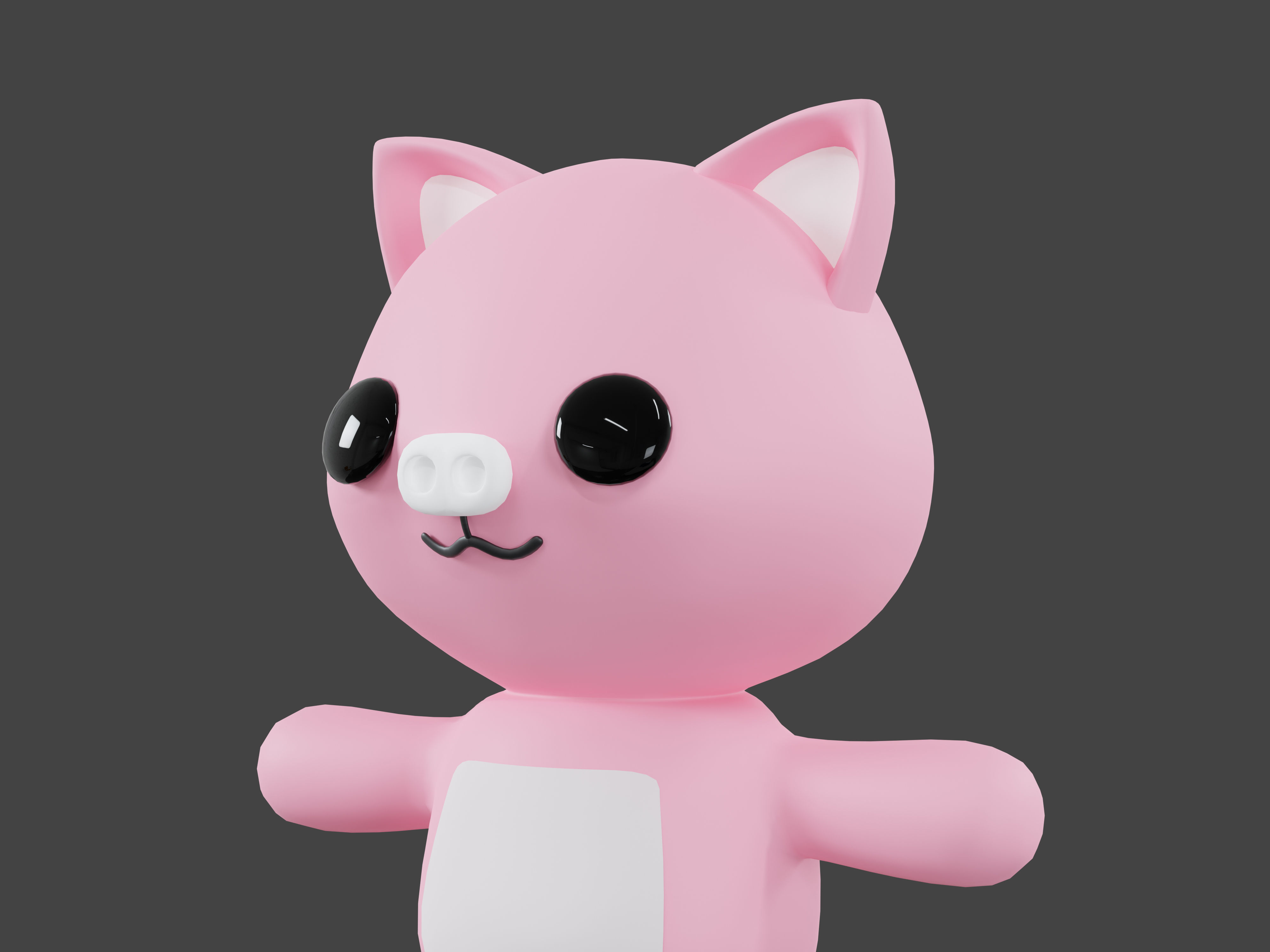 Character Pig kawaii cute 3D model_3