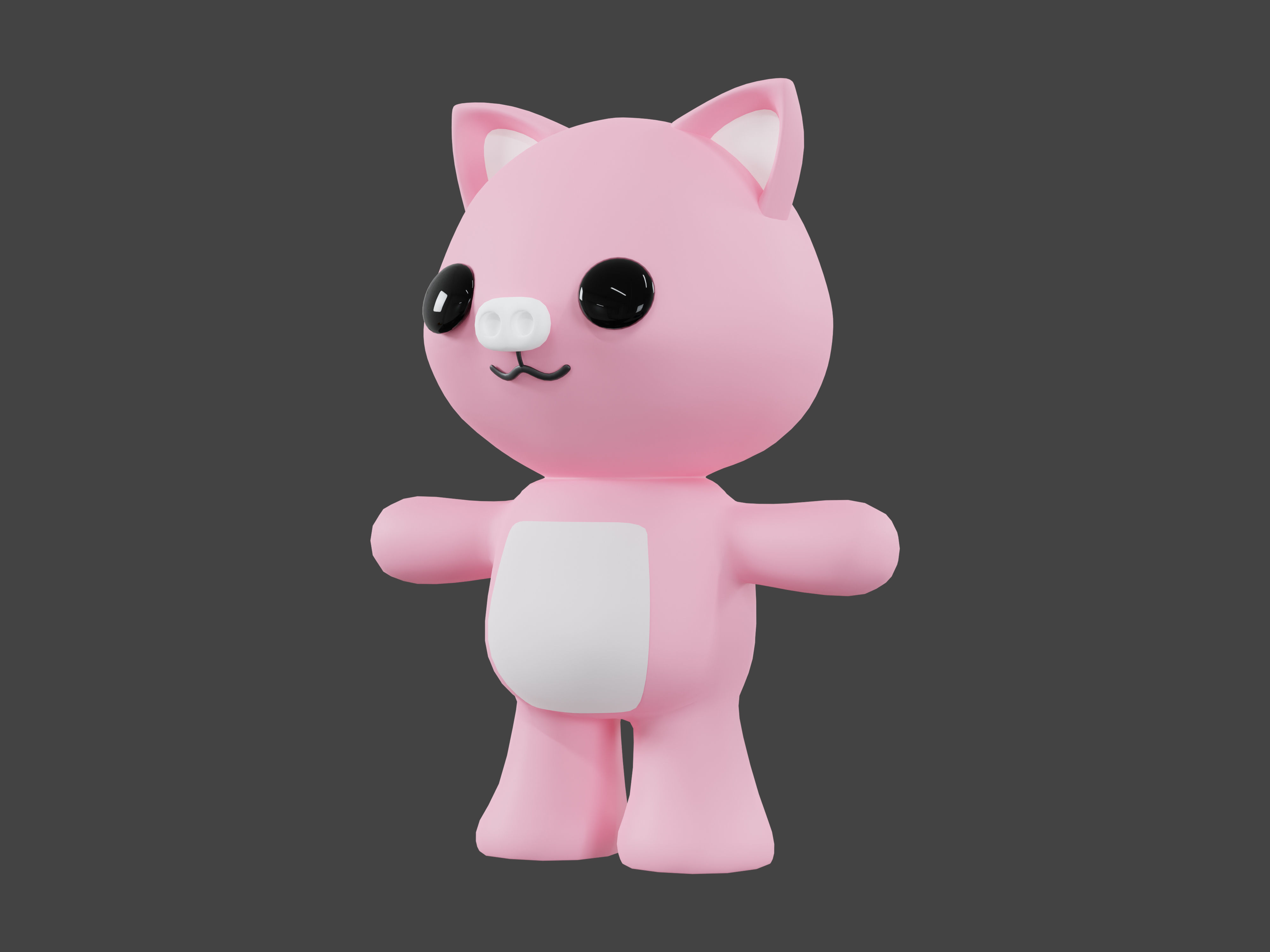 Character Pig kawaii cute 3D model_4