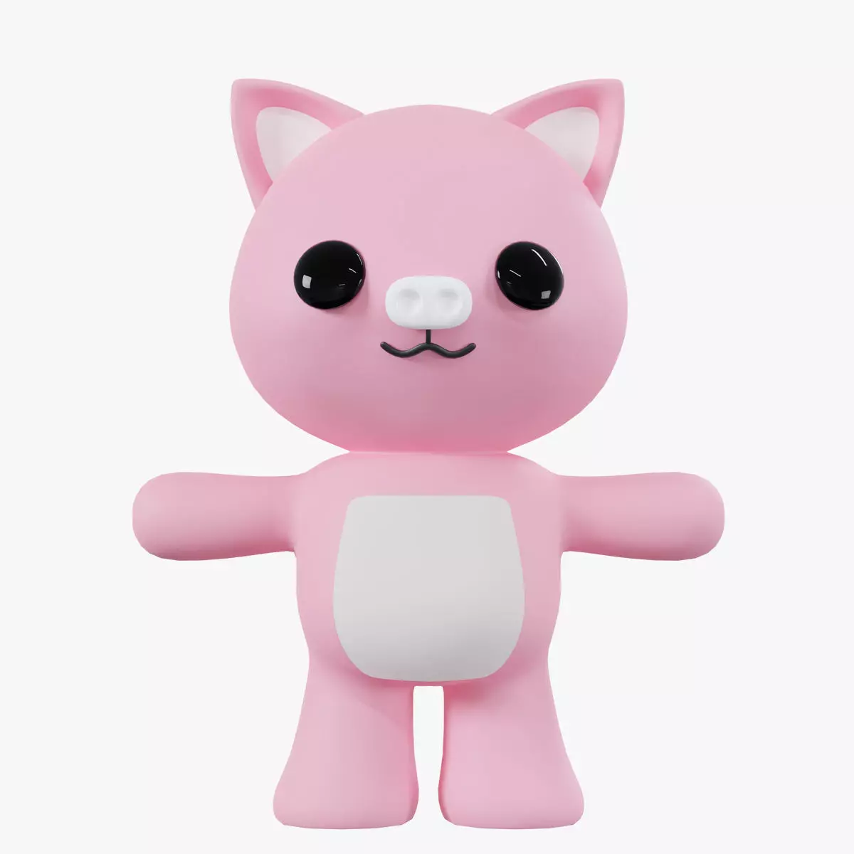Character Pig kawaii cute 3D model_0