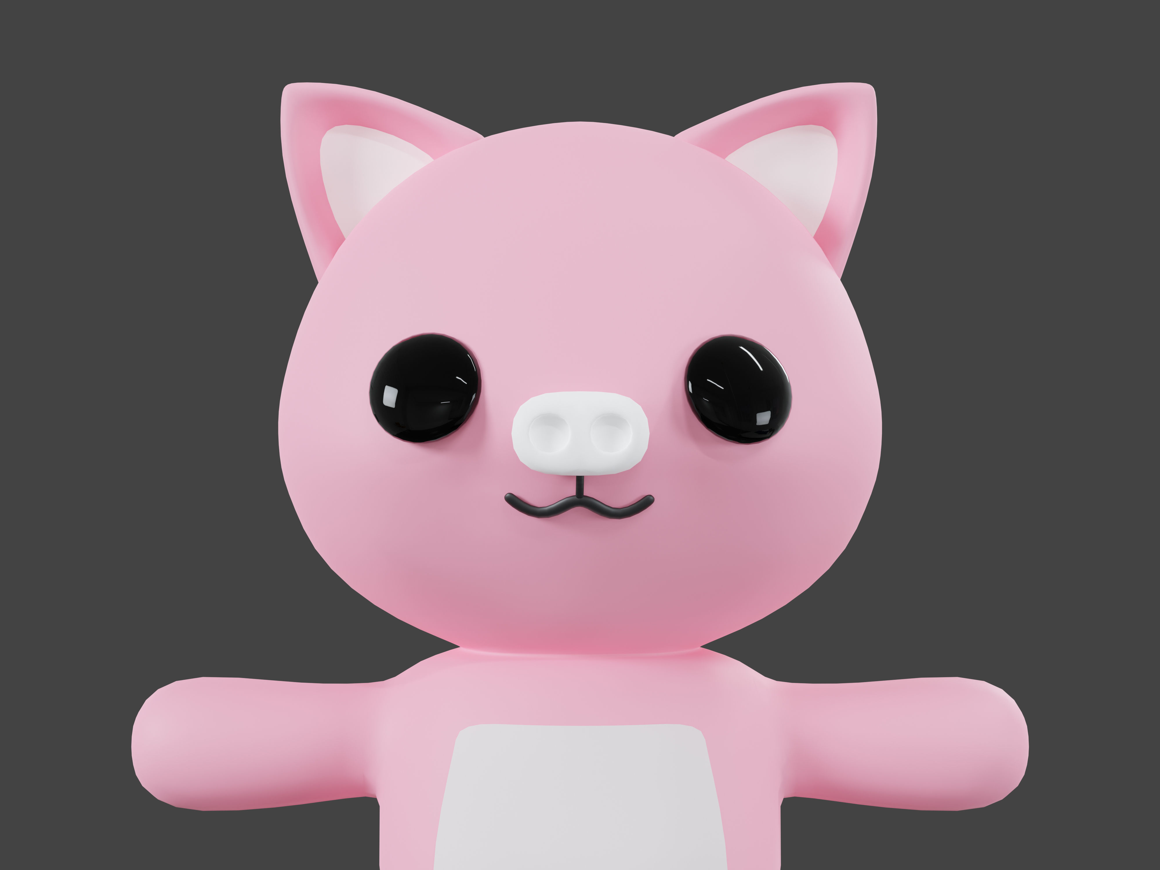 Character Pig kawaii cute 3D model_2