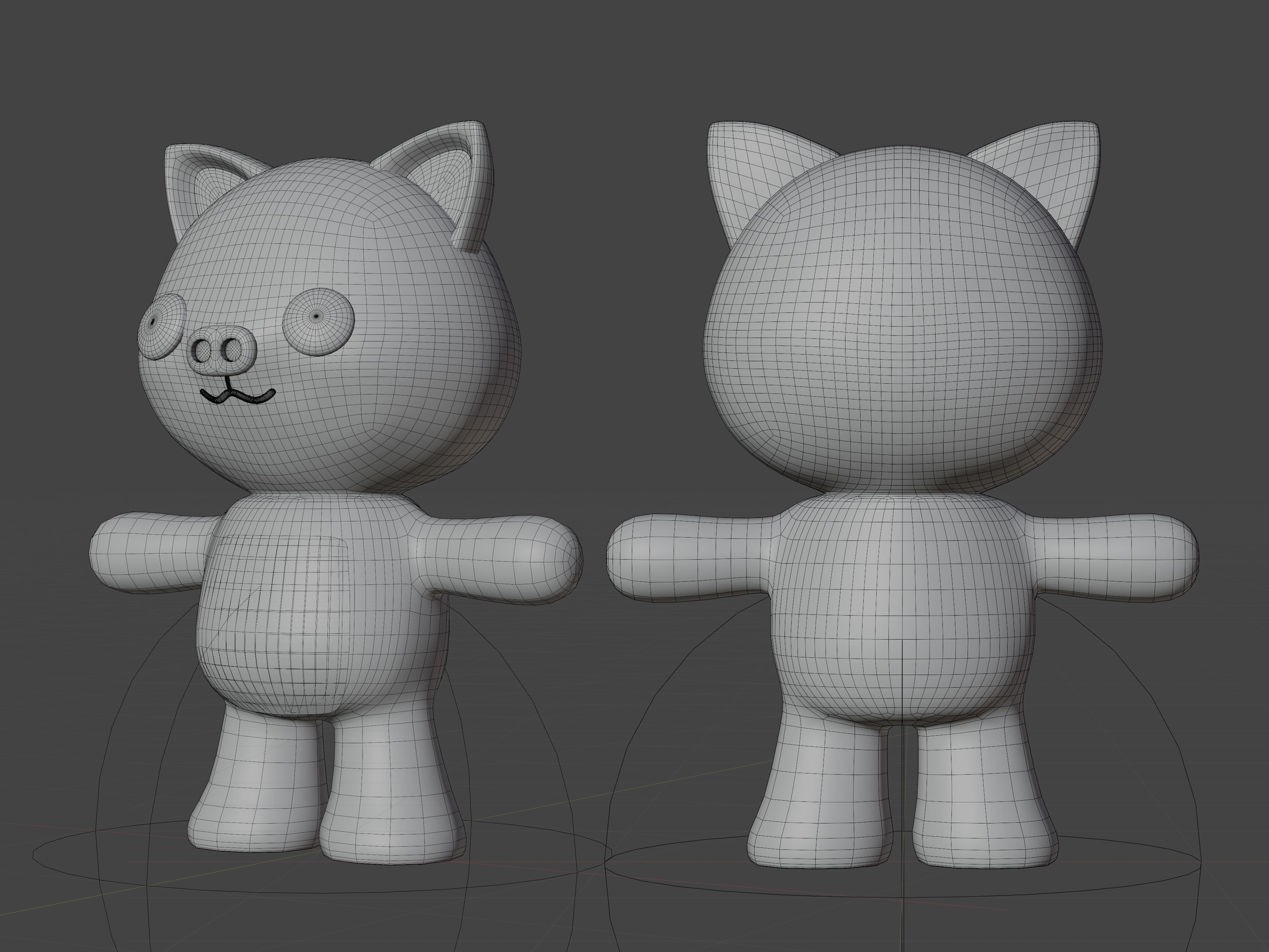 Character Pig kawaii cute 3D model_7