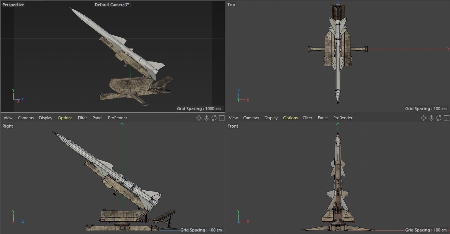 SA-75 Dvina SA-2 Guideline HQ-2 Surface To Air Missile Low-poly 3D model_8