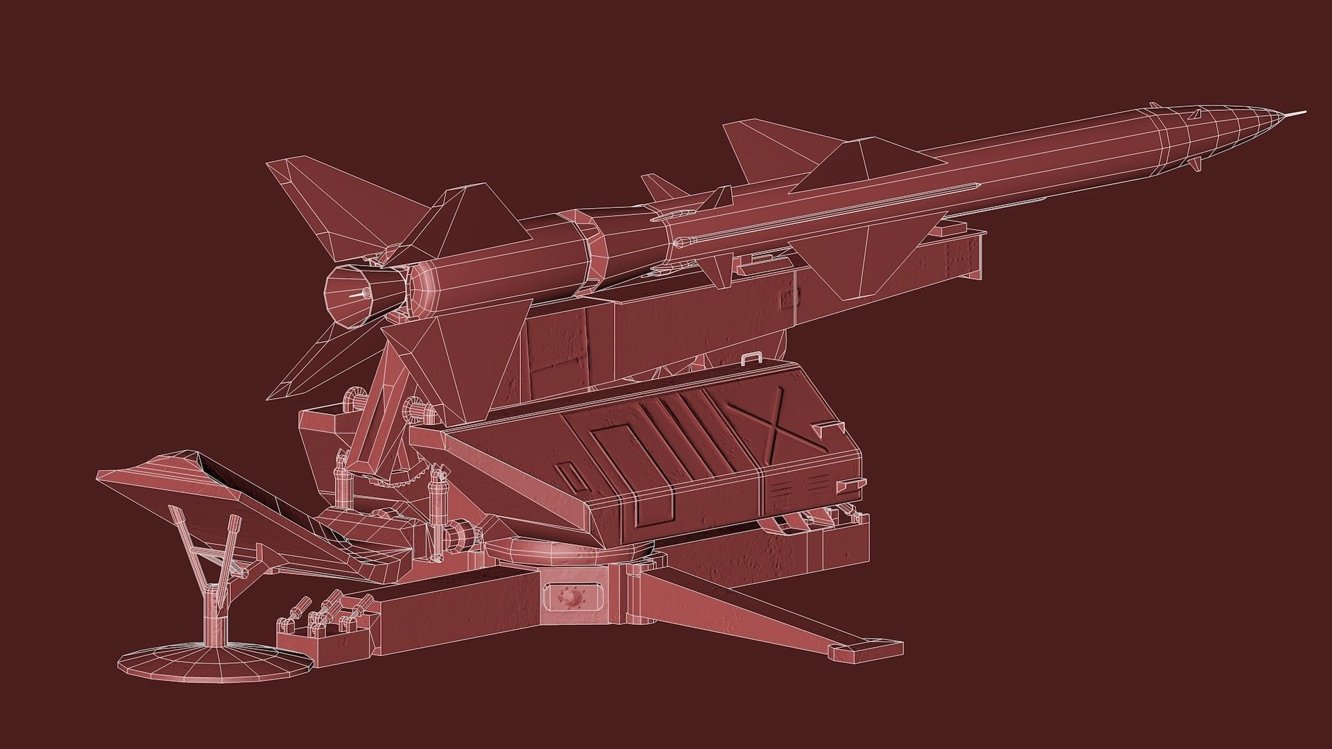 SA-75 Dvina SA-2 Guideline HQ-2 Surface To Air Missile Low-poly 3D model_13