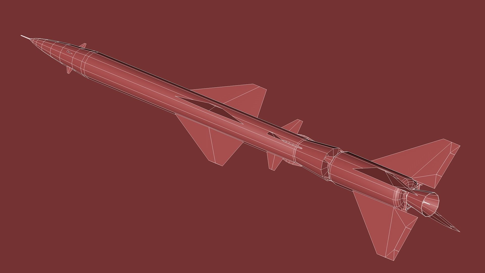 SA-75 Dvina SA-2 Guideline HQ-2 Surface To Air Missile Low-poly 3D model_11