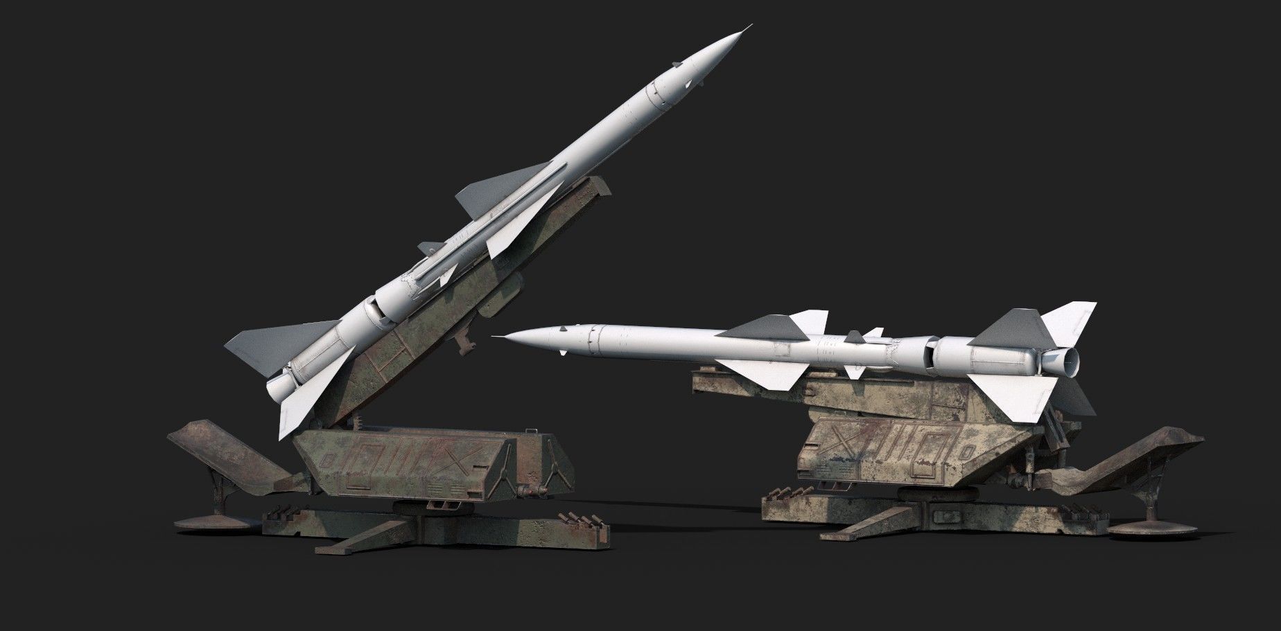 SA-75 Dvina SA-2 Guideline HQ-2 Surface To Air Missile Low-poly 3D model_2