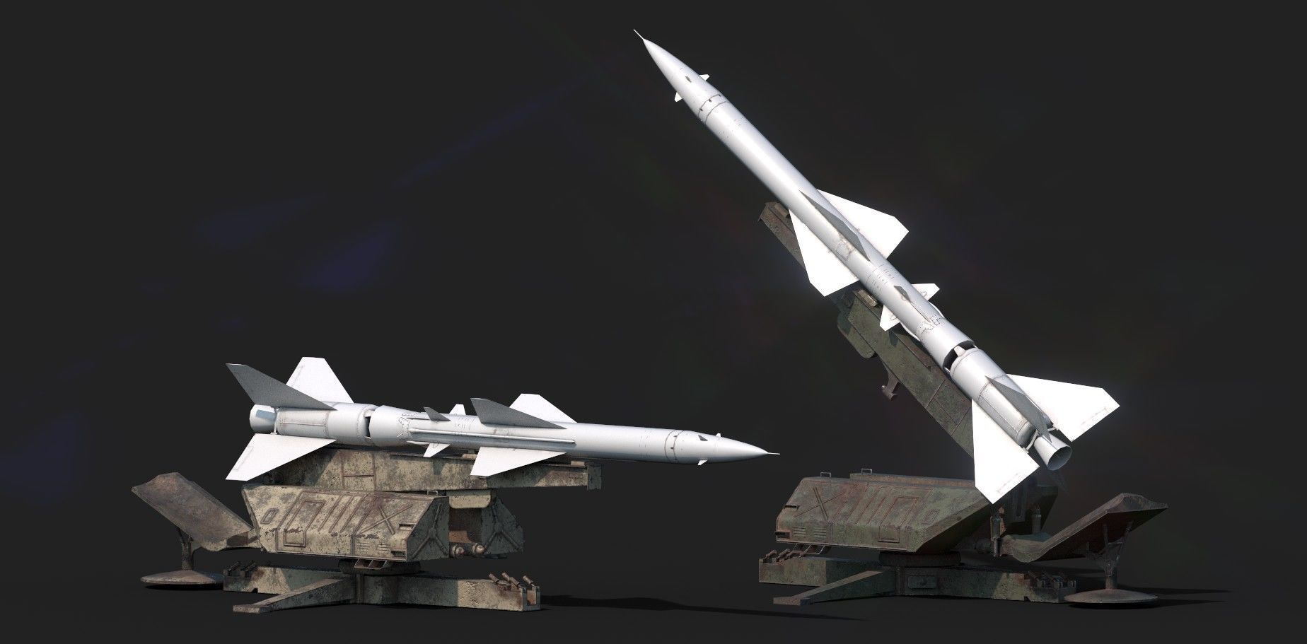 SA-75 Dvina SA-2 Guideline HQ-2 Surface To Air Missile Low-poly 3D model_3