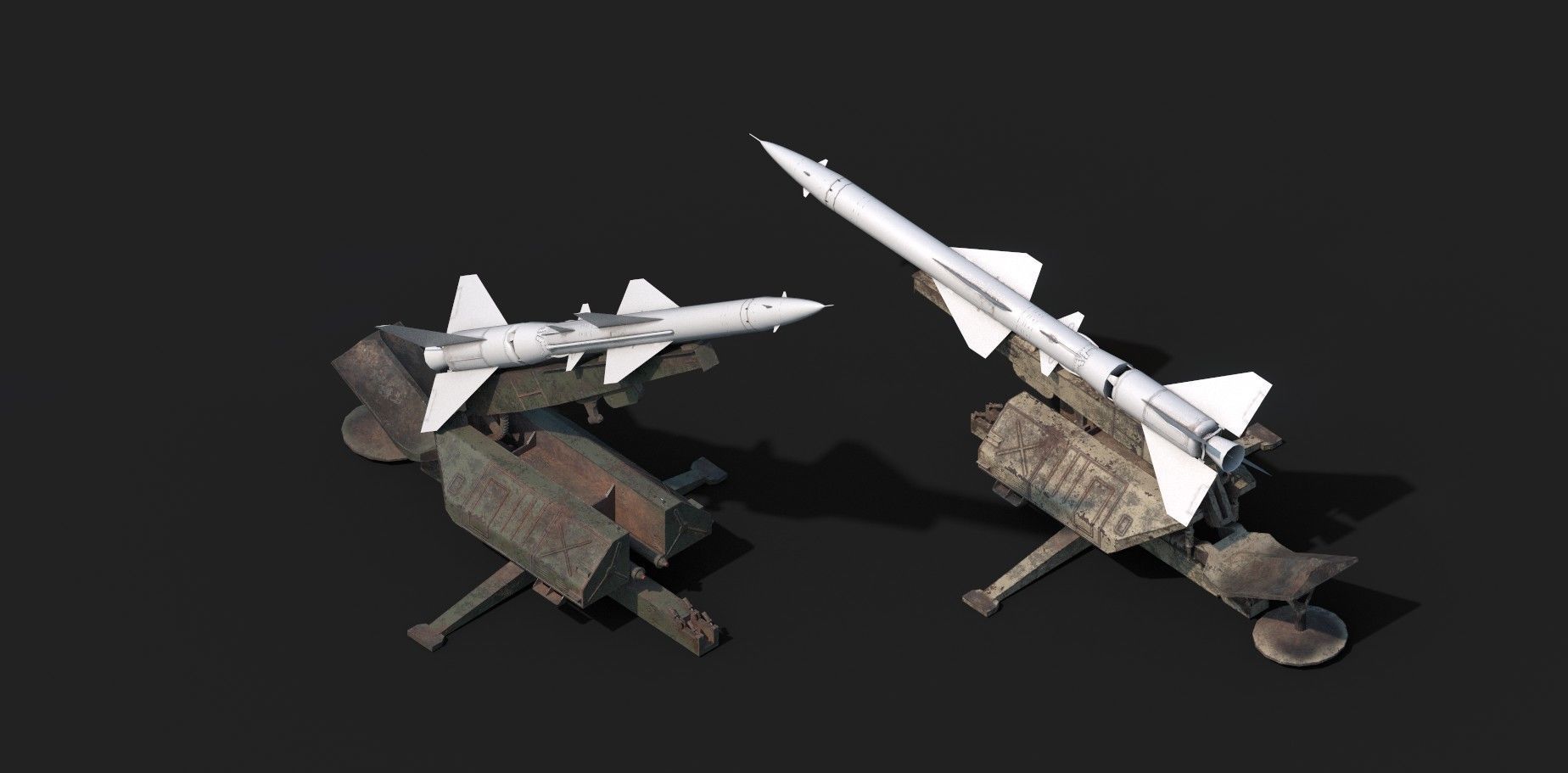 SA-75 Dvina SA-2 Guideline HQ-2 Surface To Air Missile Low-poly 3D model_1