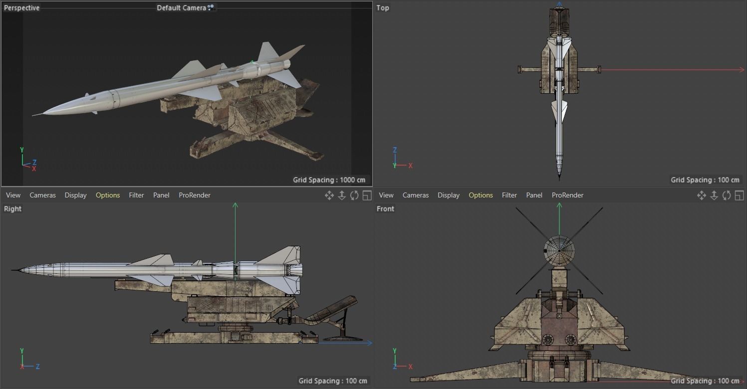 SA-75 Dvina SA-2 Guideline HQ-2 Surface To Air Missile Low-poly 3D model_9