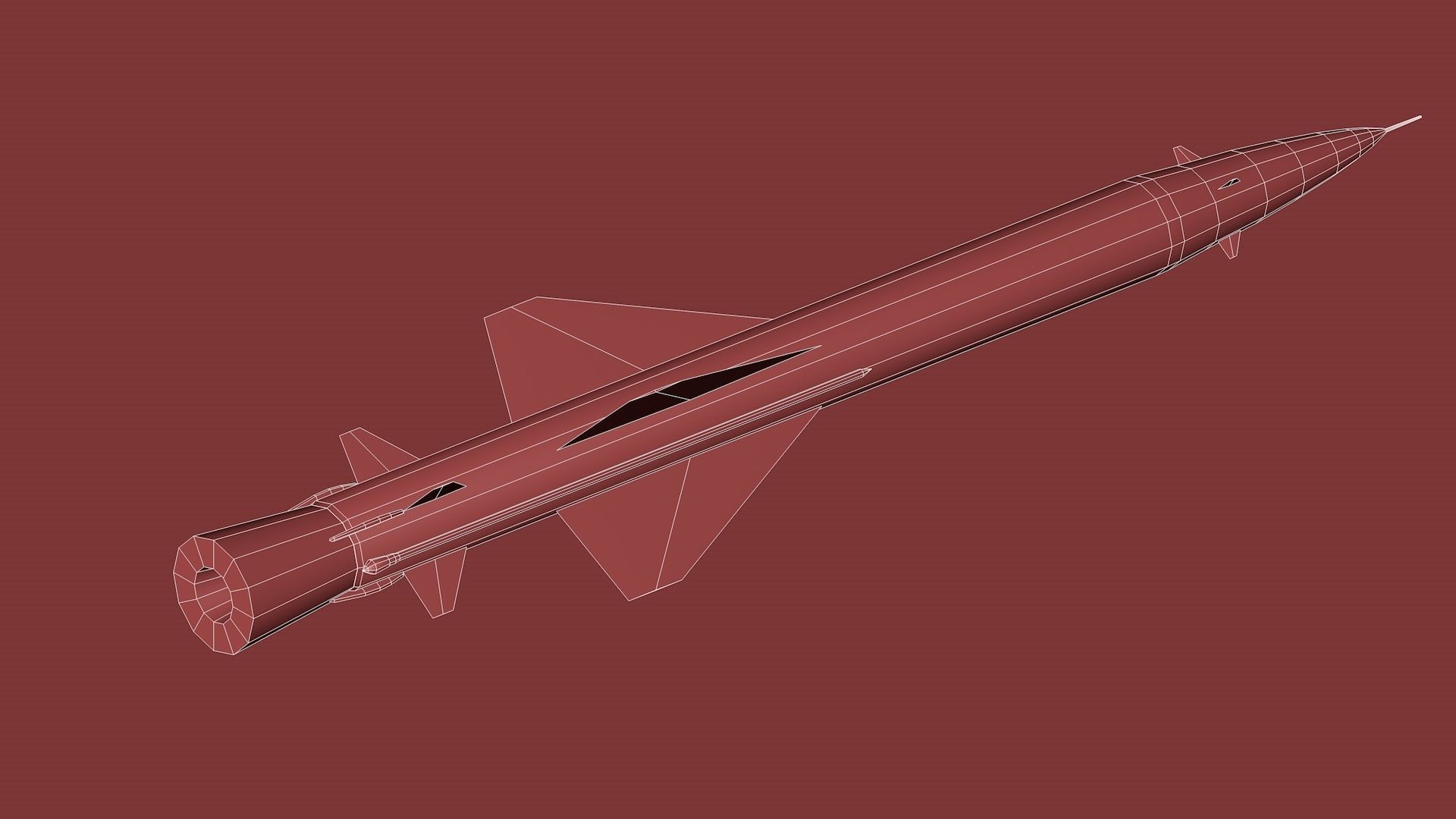 SA-75 Dvina SA-2 Guideline HQ-2 Surface To Air Missile Low-poly 3D model_10