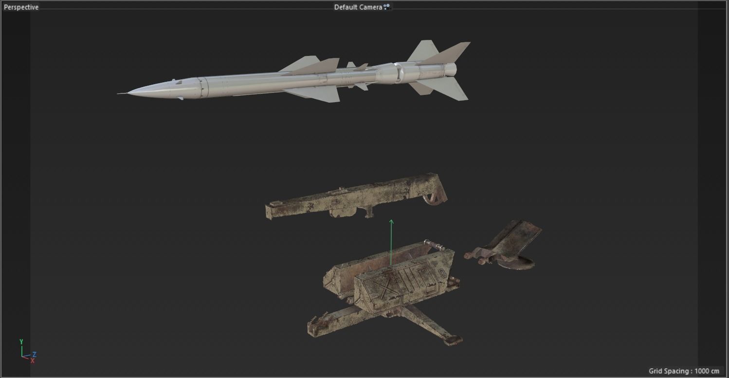 SA-75 Dvina SA-2 Guideline HQ-2 Surface To Air Missile Low-poly 3D model_7