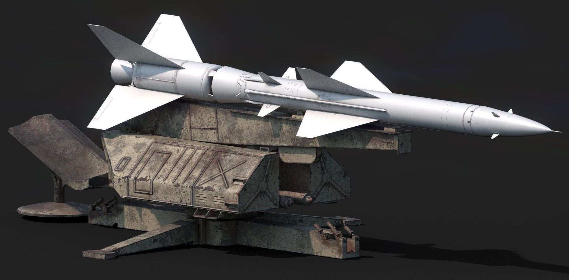 SA-75 Dvina SA-2 Guideline HQ-2 Surface To Air Missile Low-poly 3D model_4