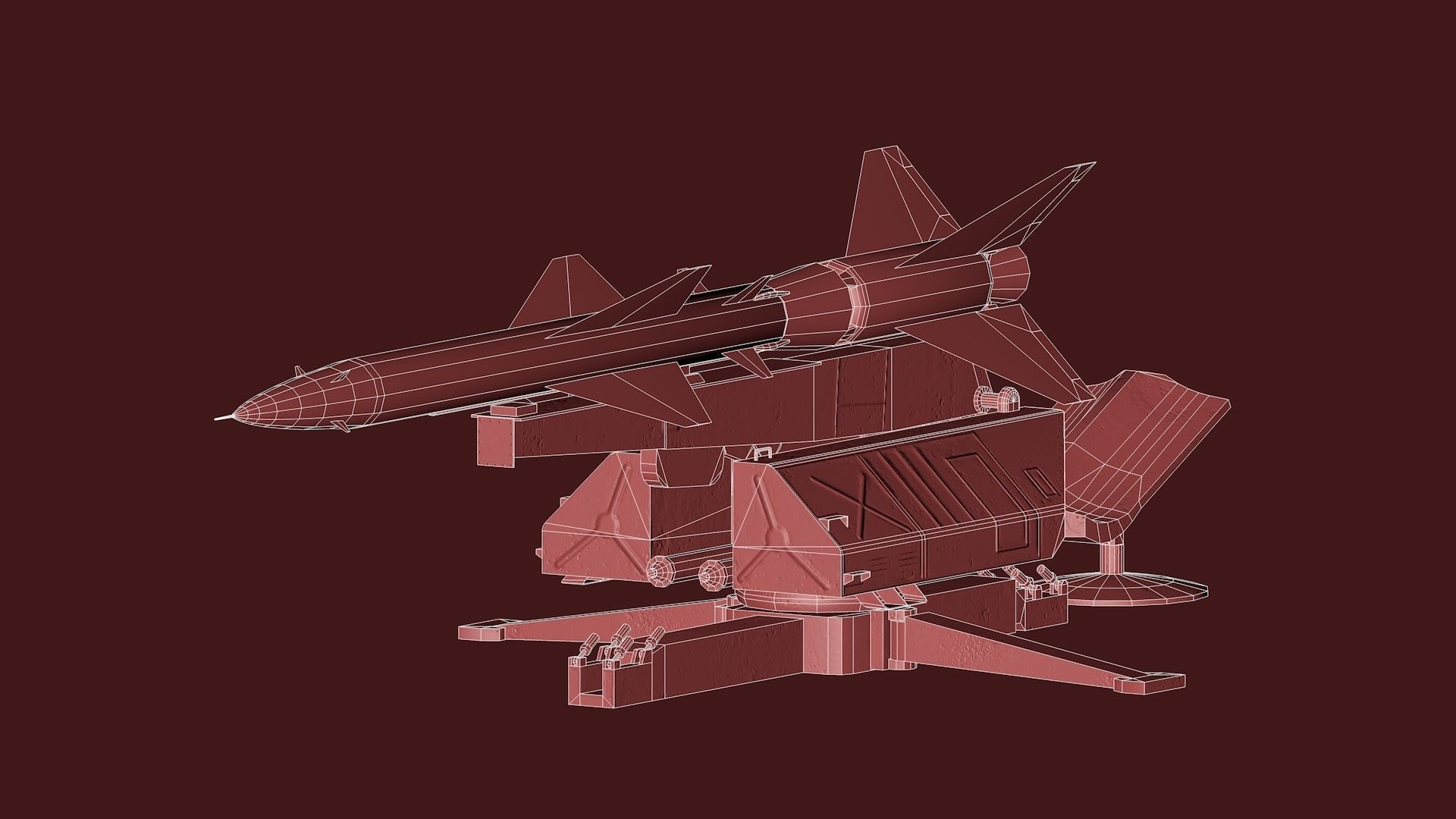 SA-75 Dvina SA-2 Guideline HQ-2 Surface To Air Missile Low-poly 3D model_12