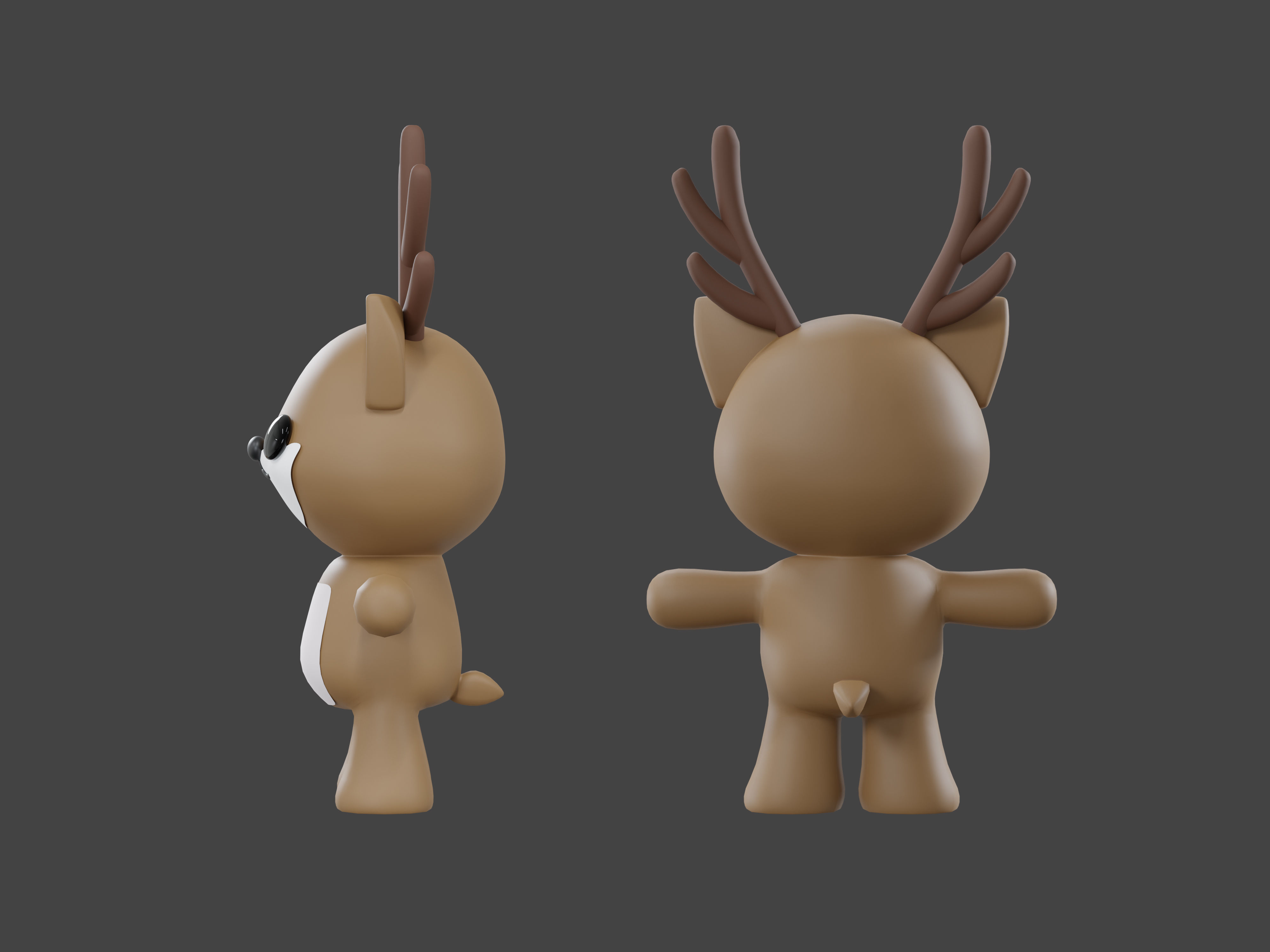 Character Reindeer kawaii cute 3D model_4