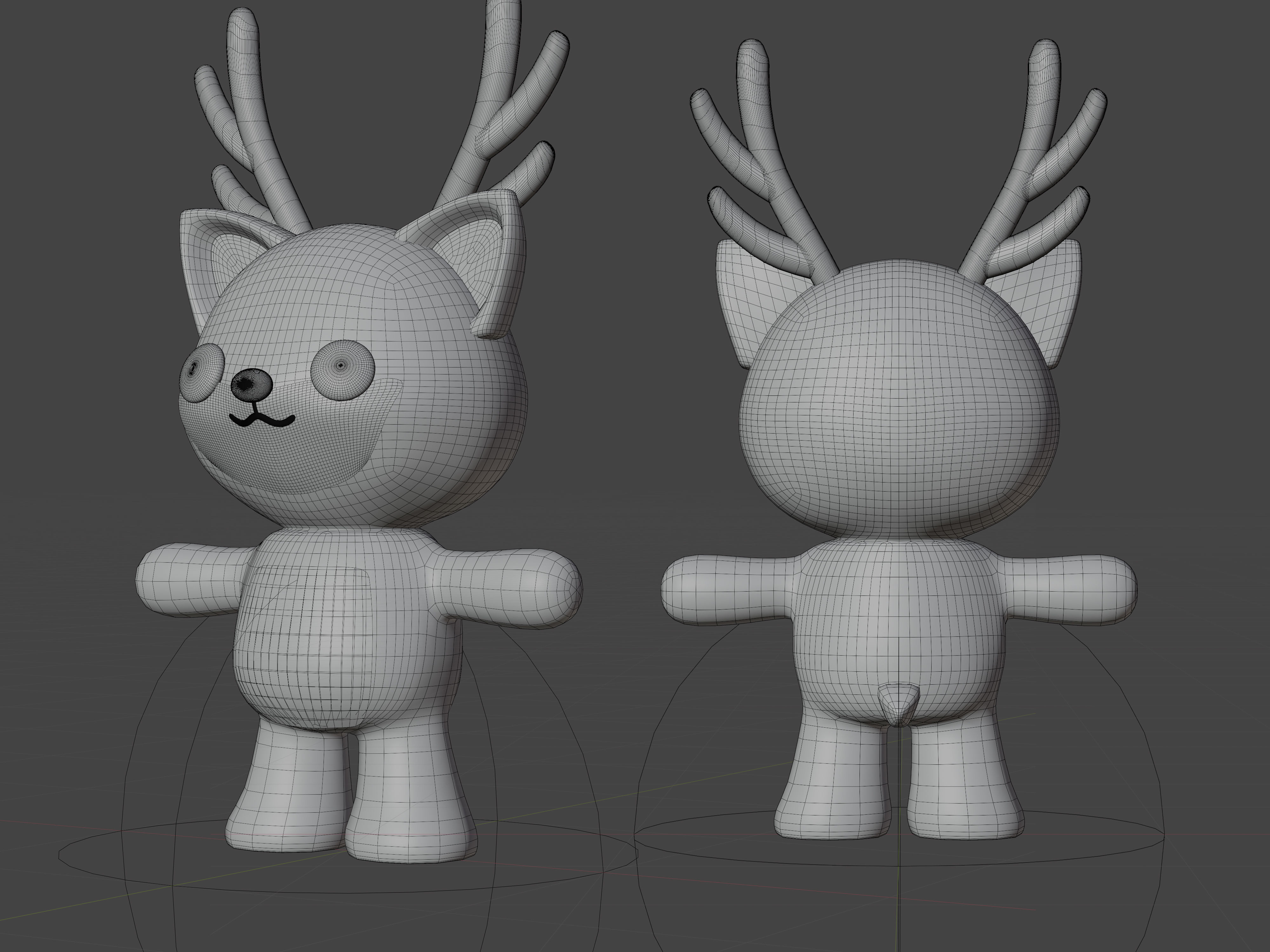 Character Reindeer kawaii cute 3D model_6