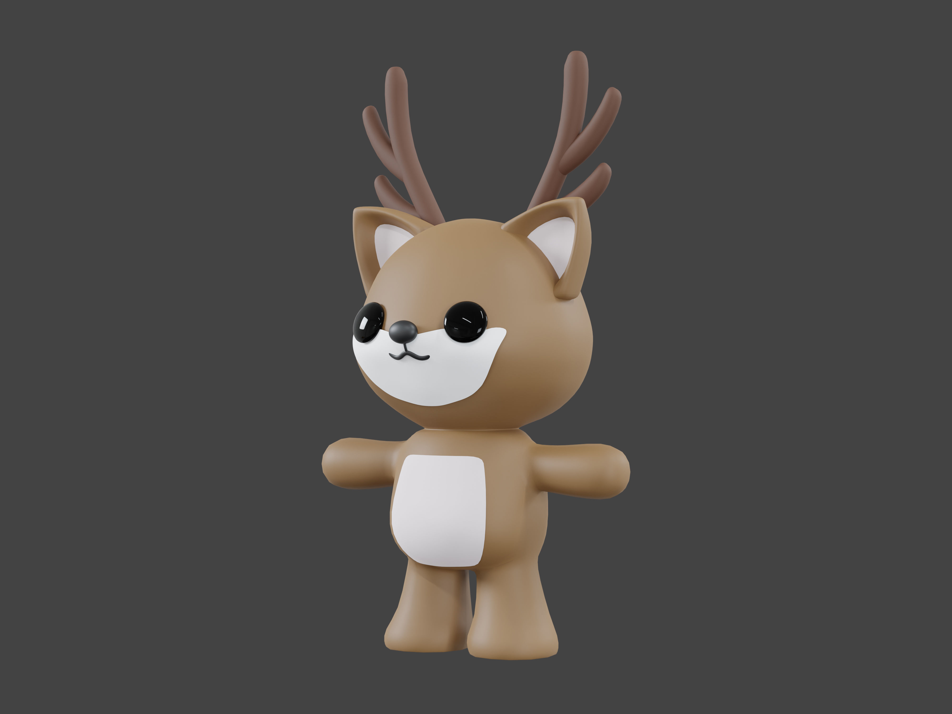 Character Reindeer kawaii cute 3D model_5