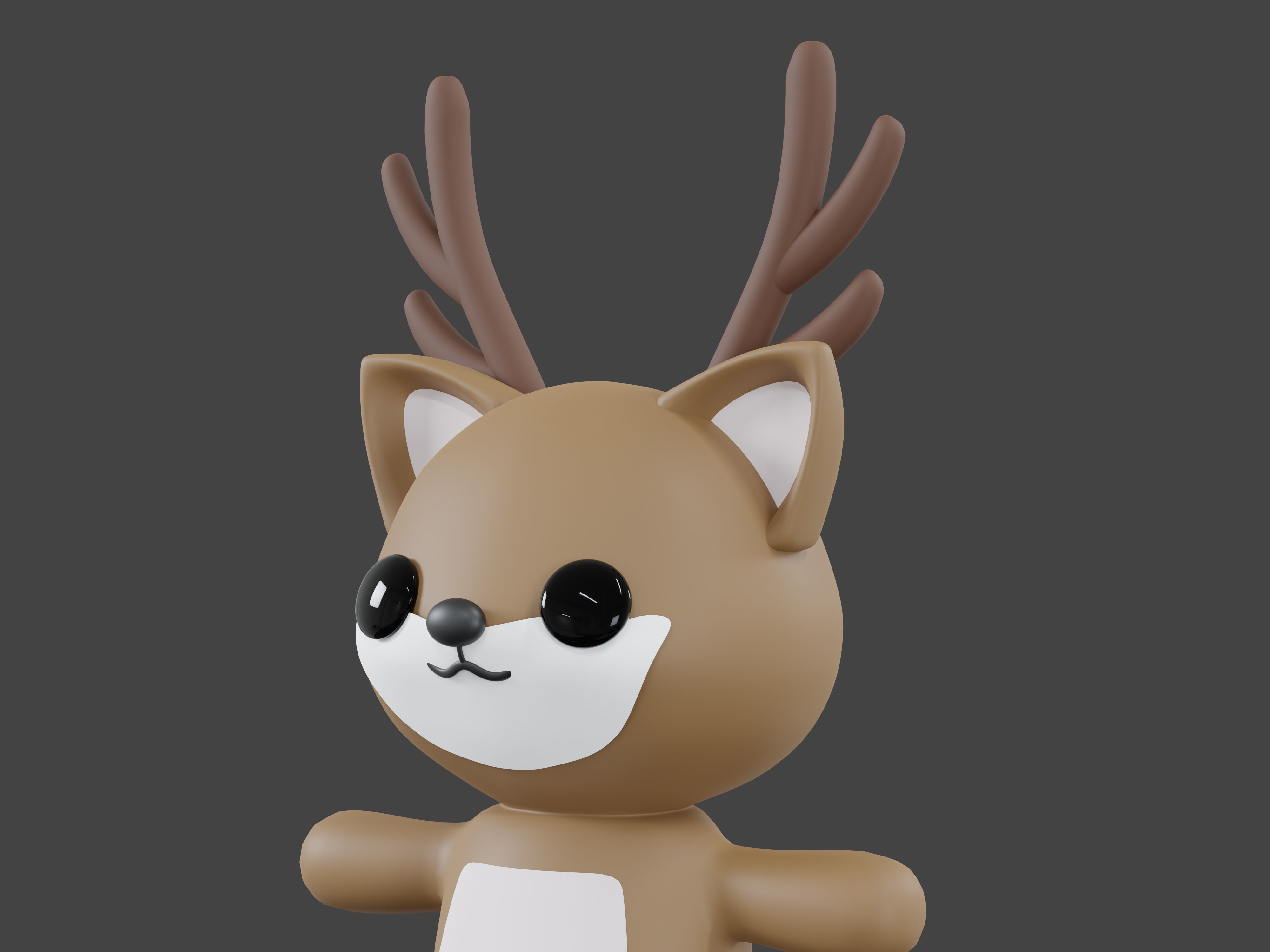 Character Reindeer kawaii cute 3D model_3