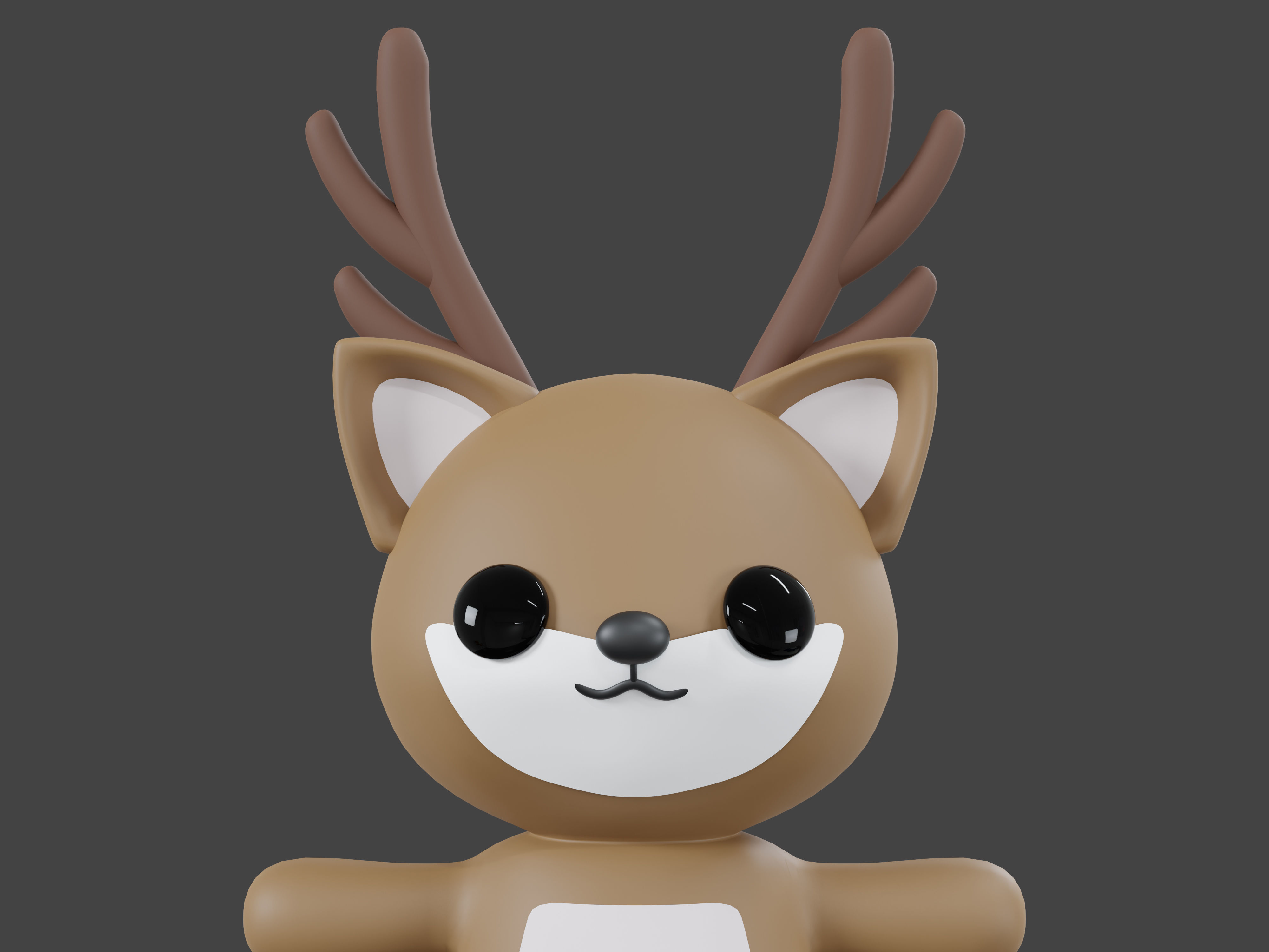 Character Reindeer kawaii cute 3D model_2