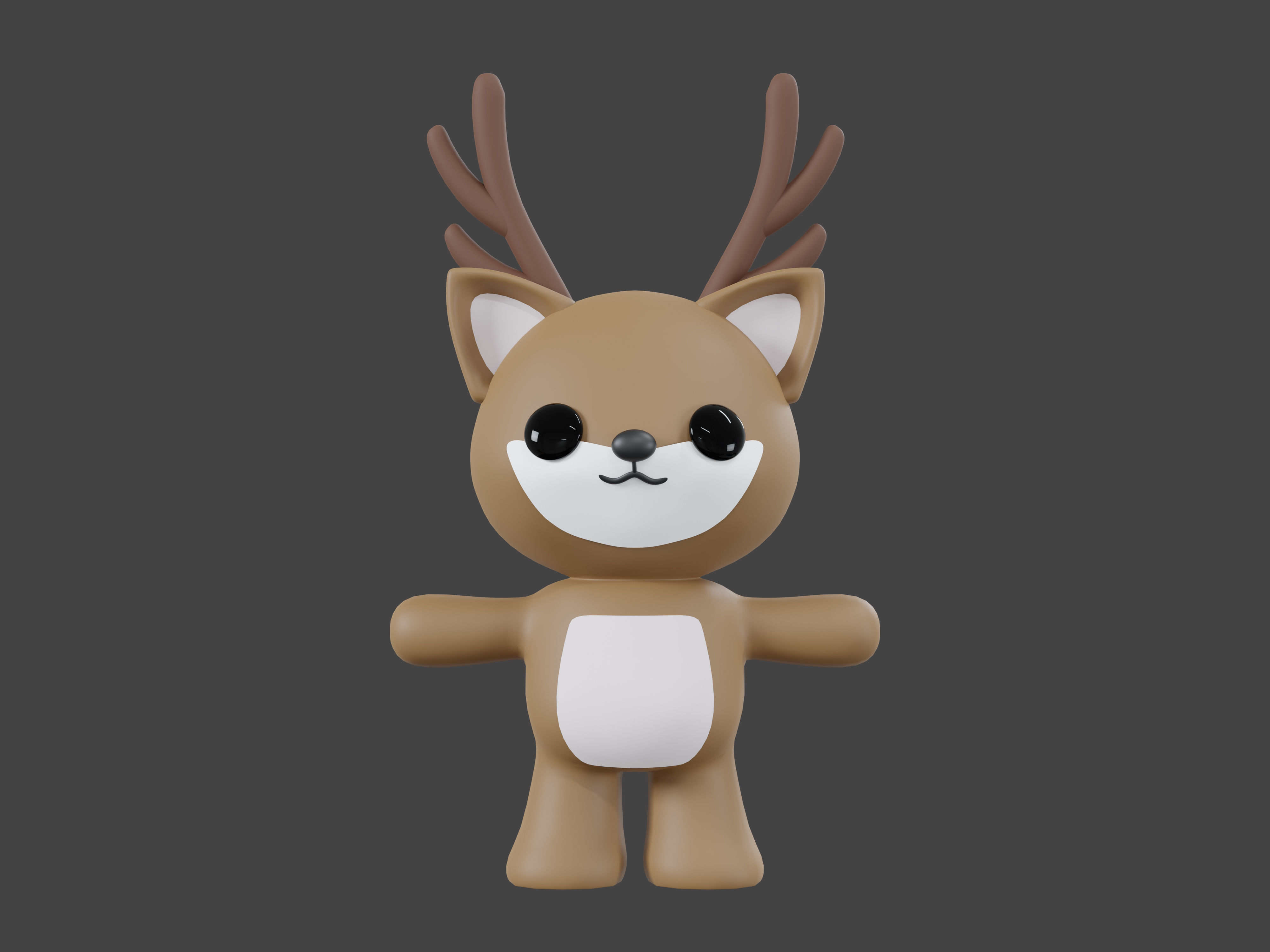 Character Reindeer kawaii cute 3D model_1