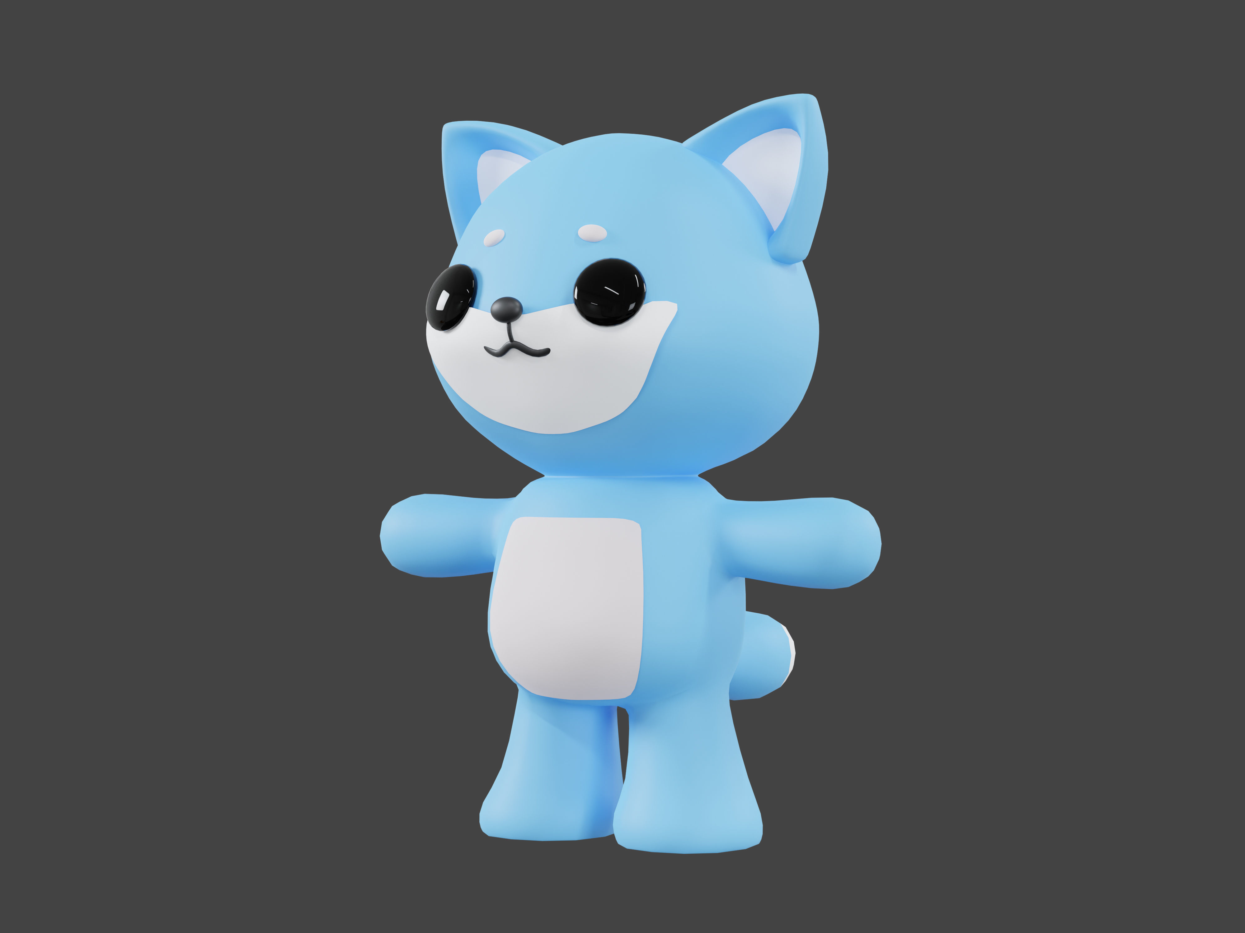 Character Shiba kawaii cute 3D model_4